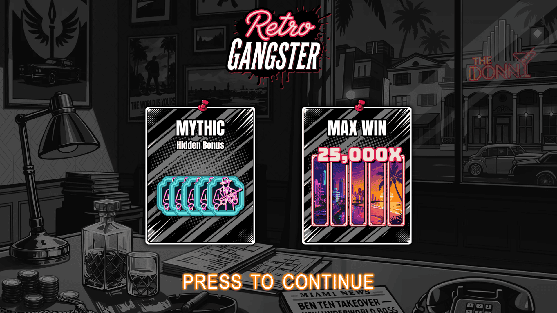 Retro Gangster slot intro screen