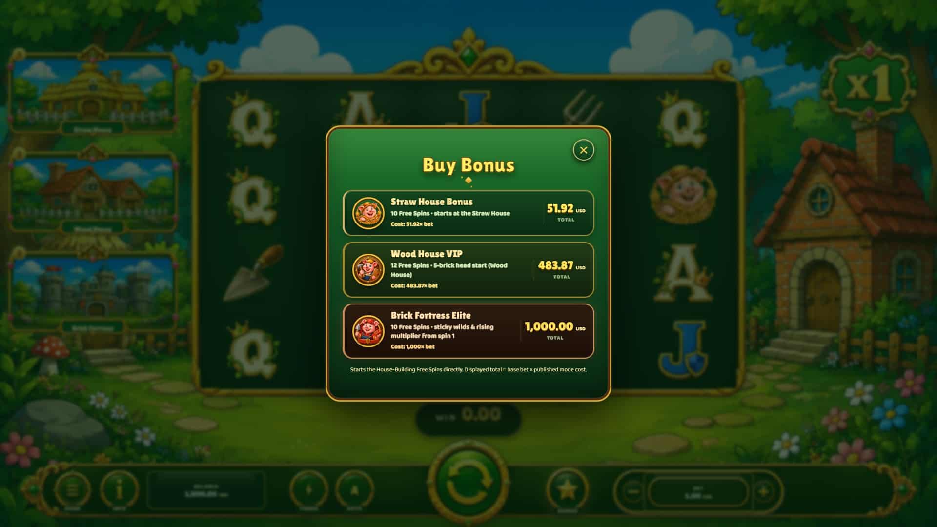 Bricked Up bonus buy menu