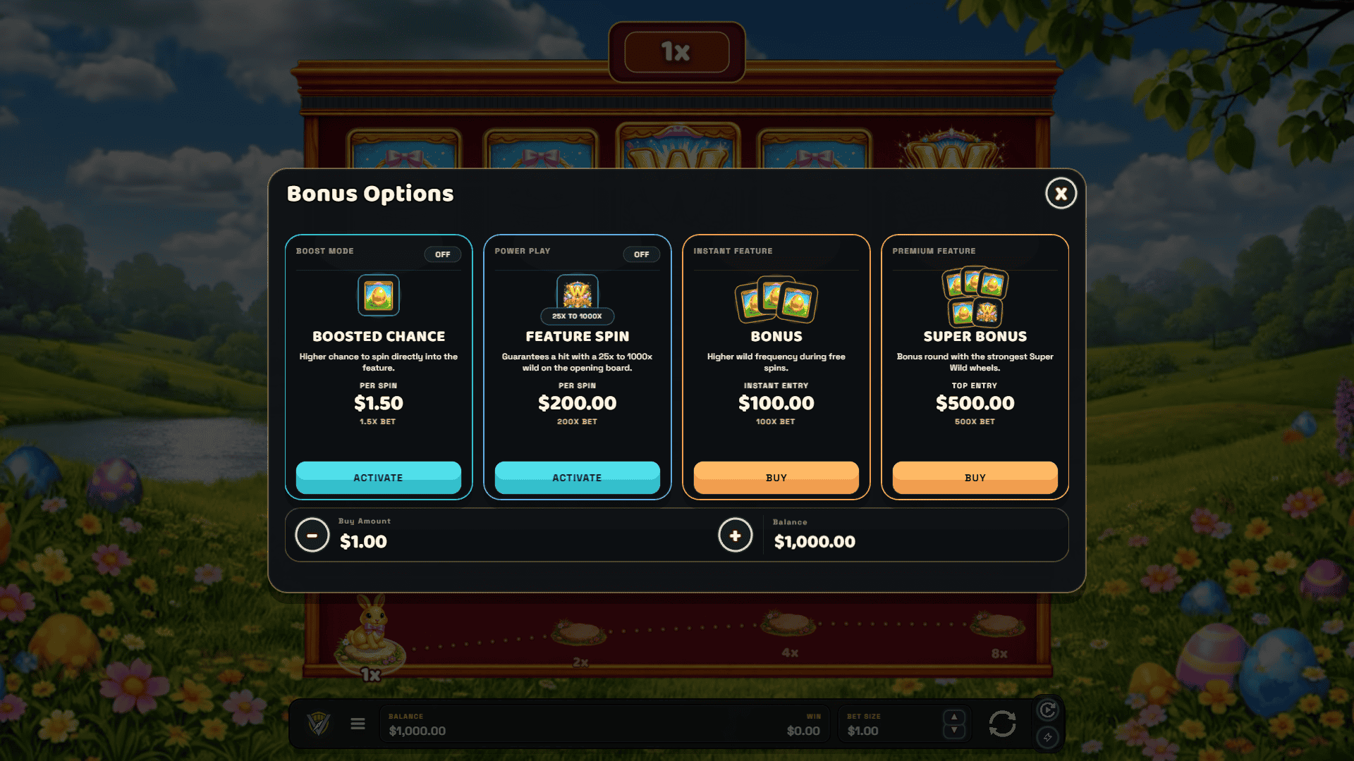 Hop bonus buy menu