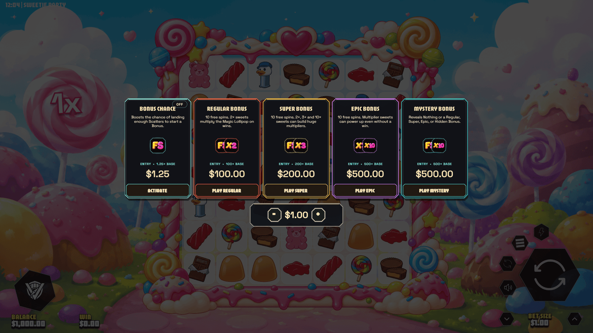 Sweetie Party bonus buy menu