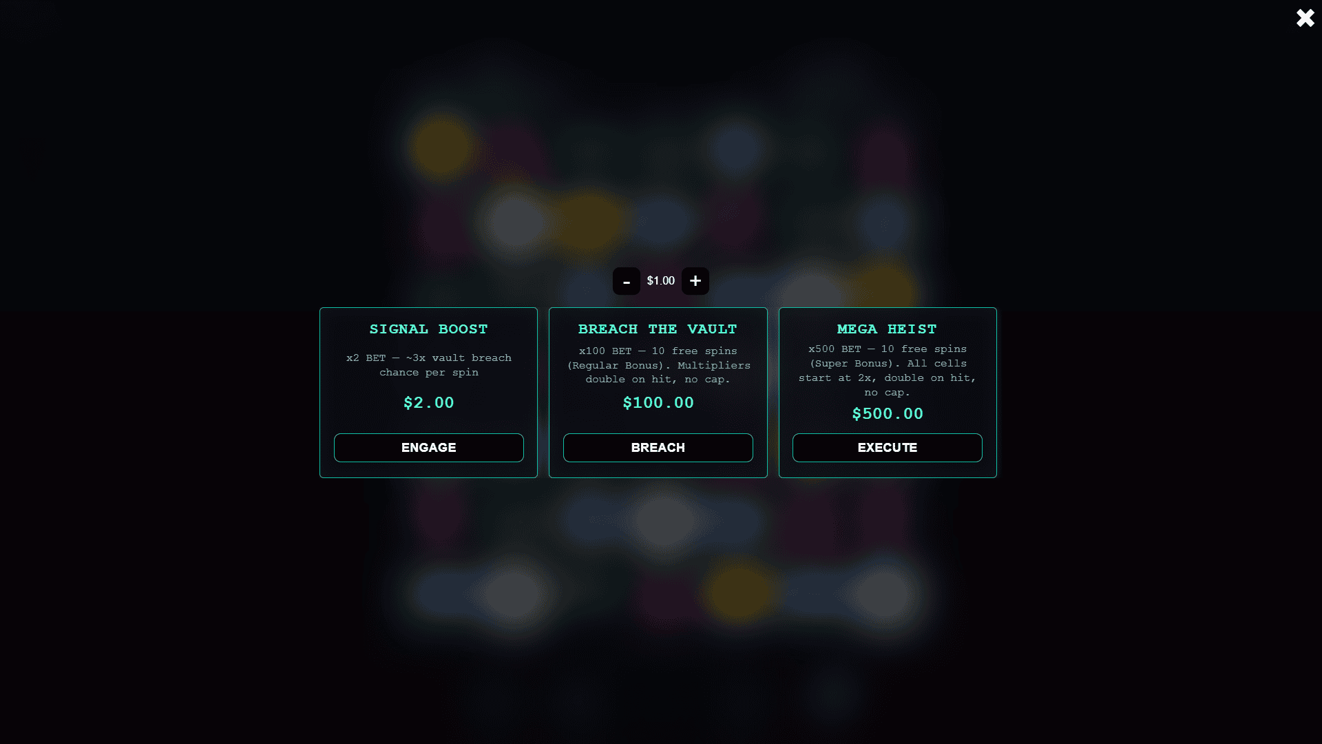 Block Heist bonus buy menu