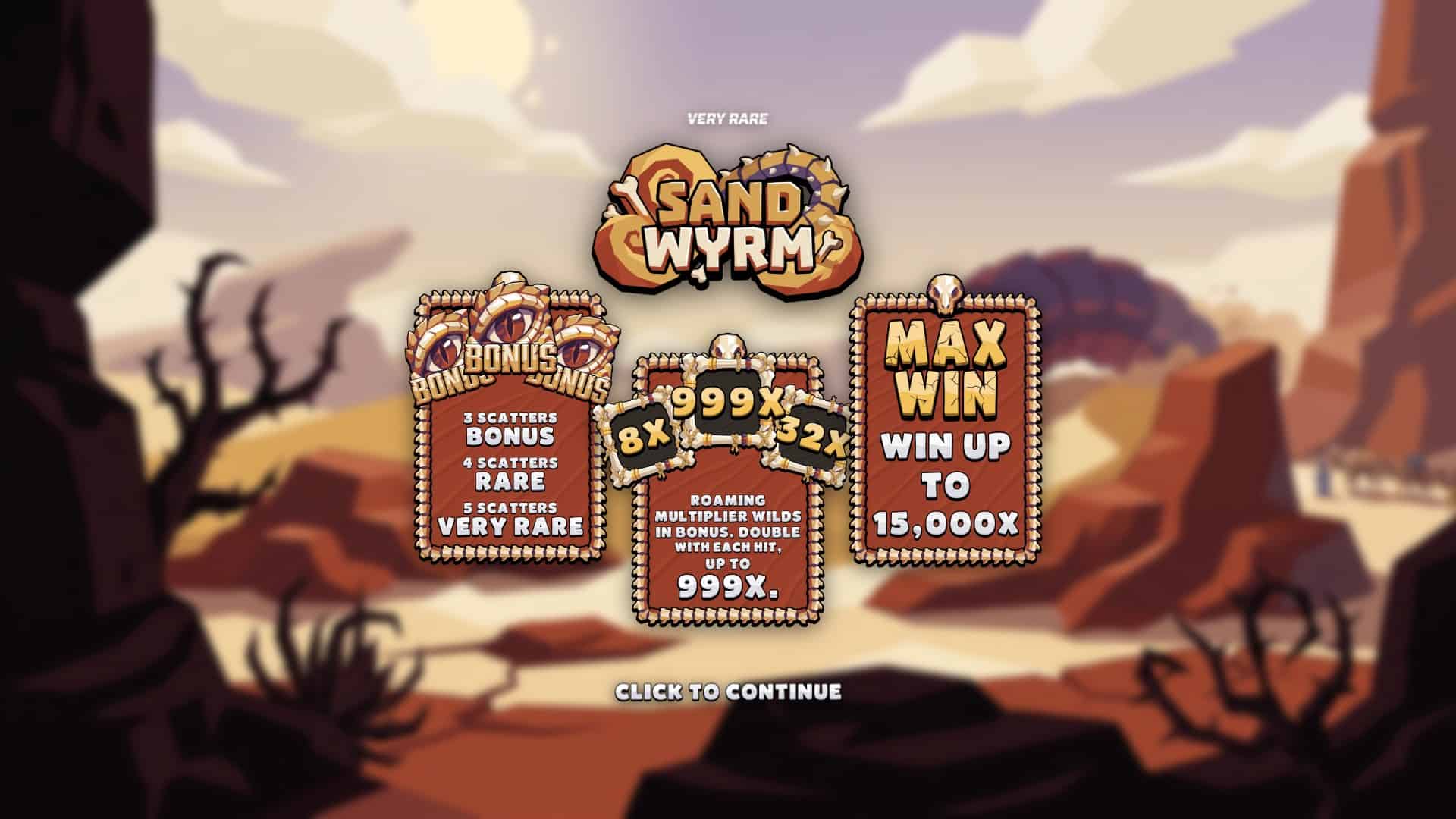 Sand Wyrm slot intro screen