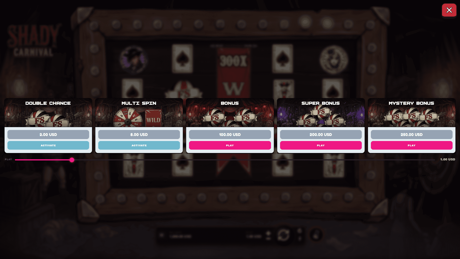 Shady Carnival bonus buy menu