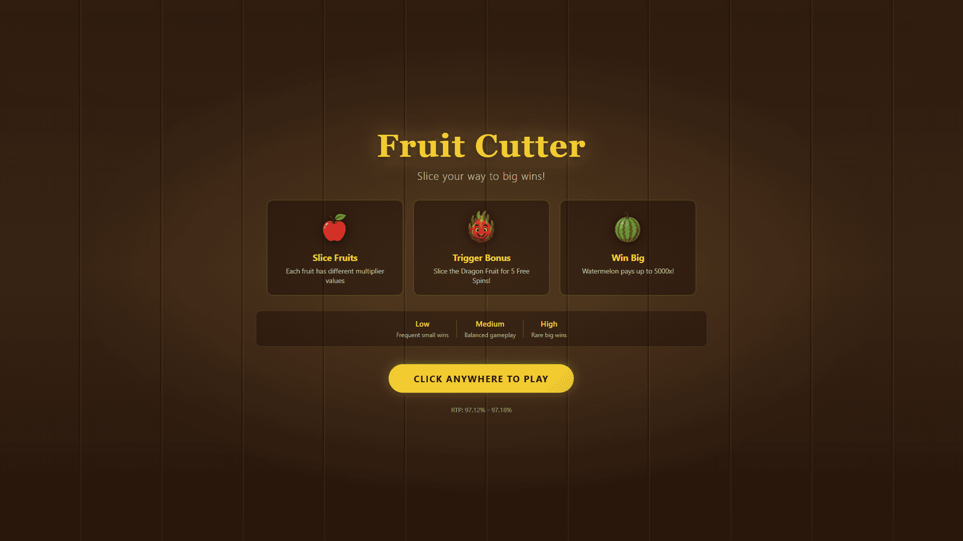 Fruit Cutter slot intro screen