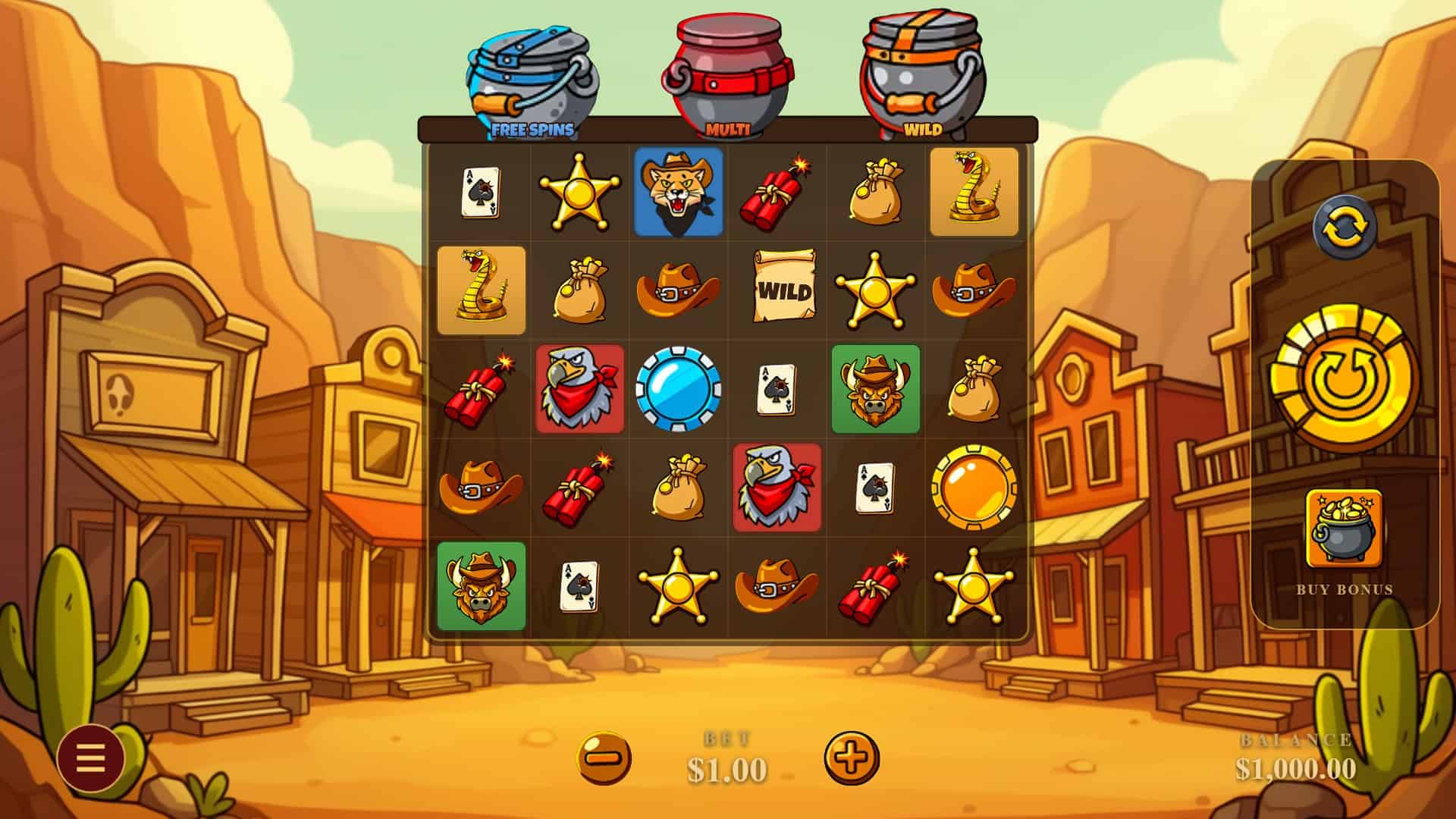 Bandit Pots slot gameplay reels