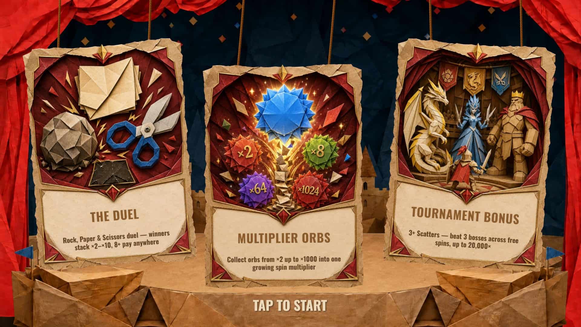 Paper duel slot intro screen