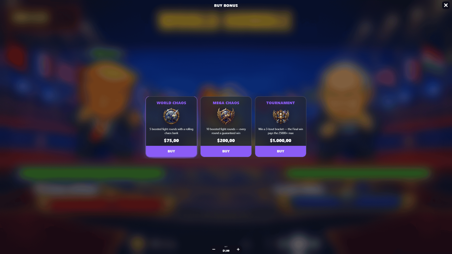 World Rumble bonus buy menu
