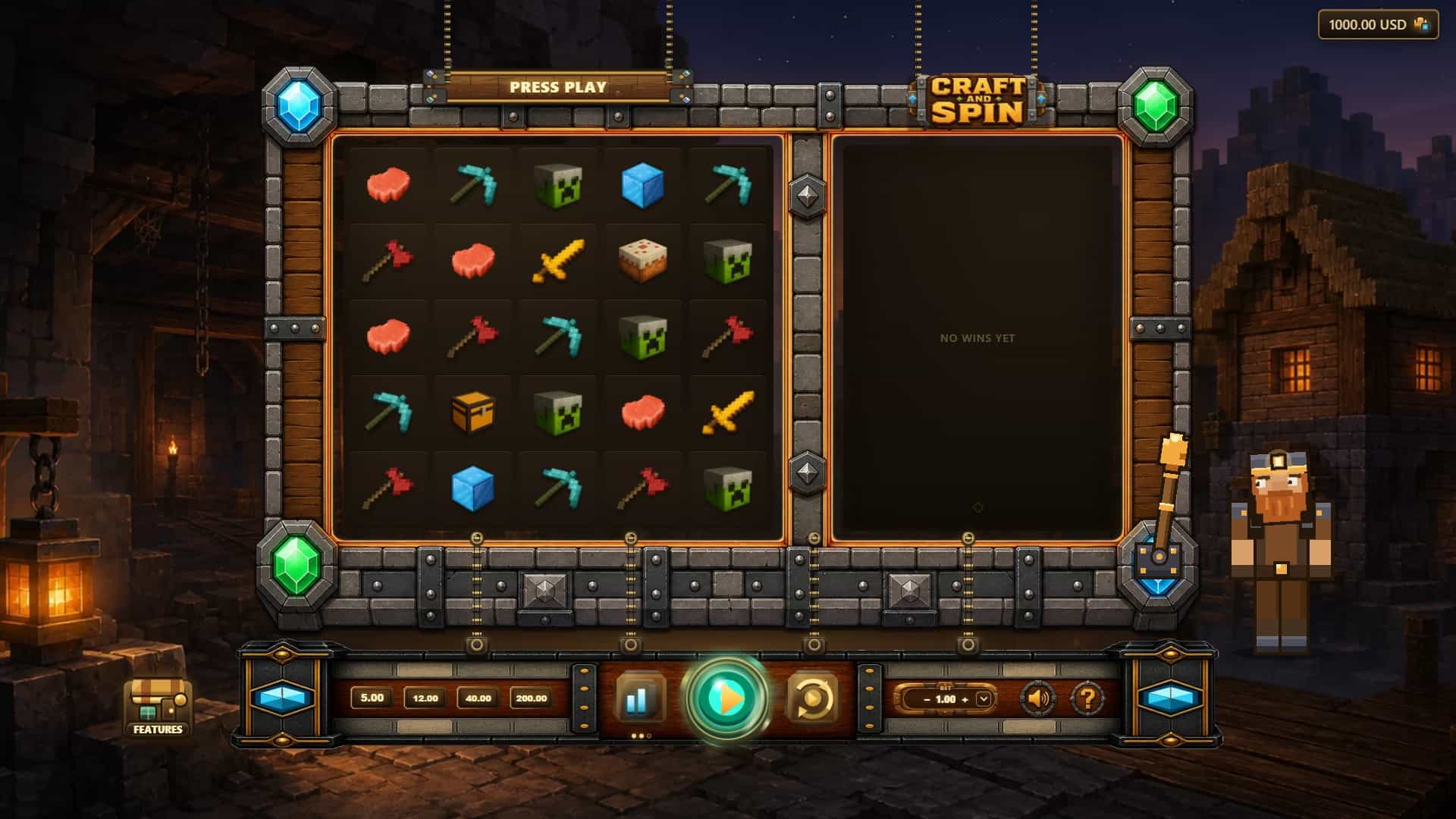 Craft and Spin slot gameplay reels