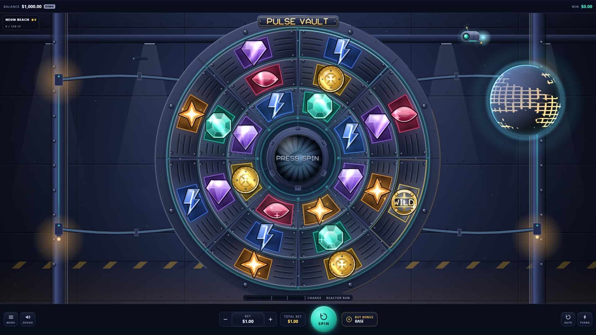 Pulse Vault slot gameplay reels