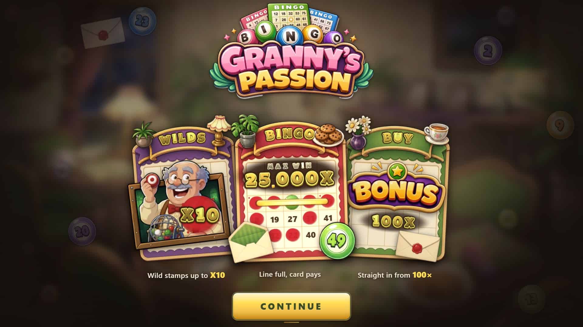 Grannys Passion slot intro screen