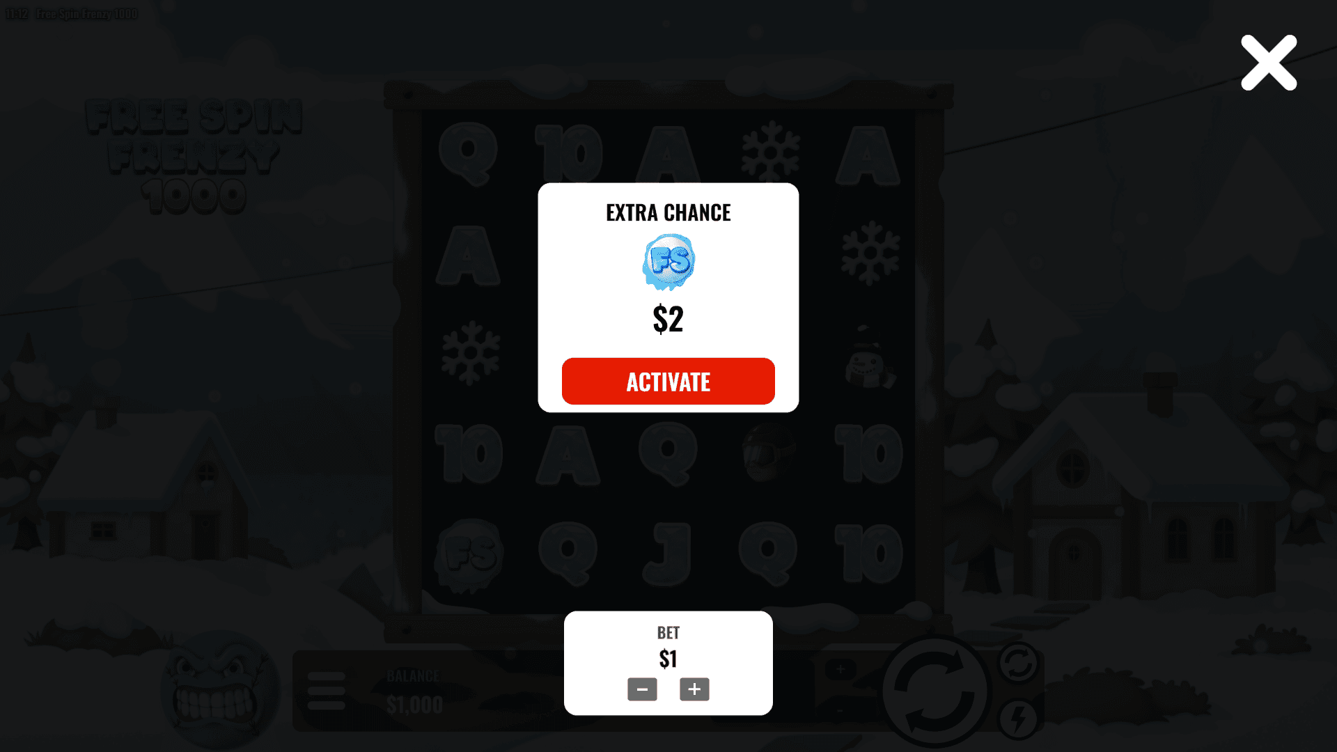 Free Spin Frenzy 1000 bonus buy menu