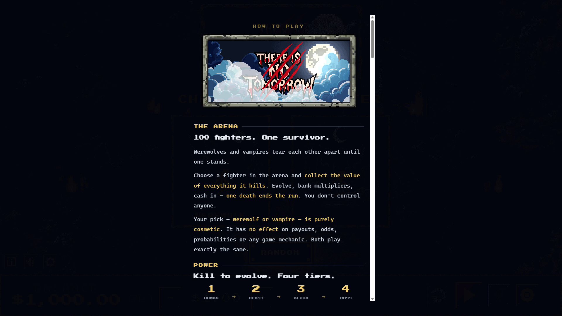 There Is No Tomorrow bonus buy menu