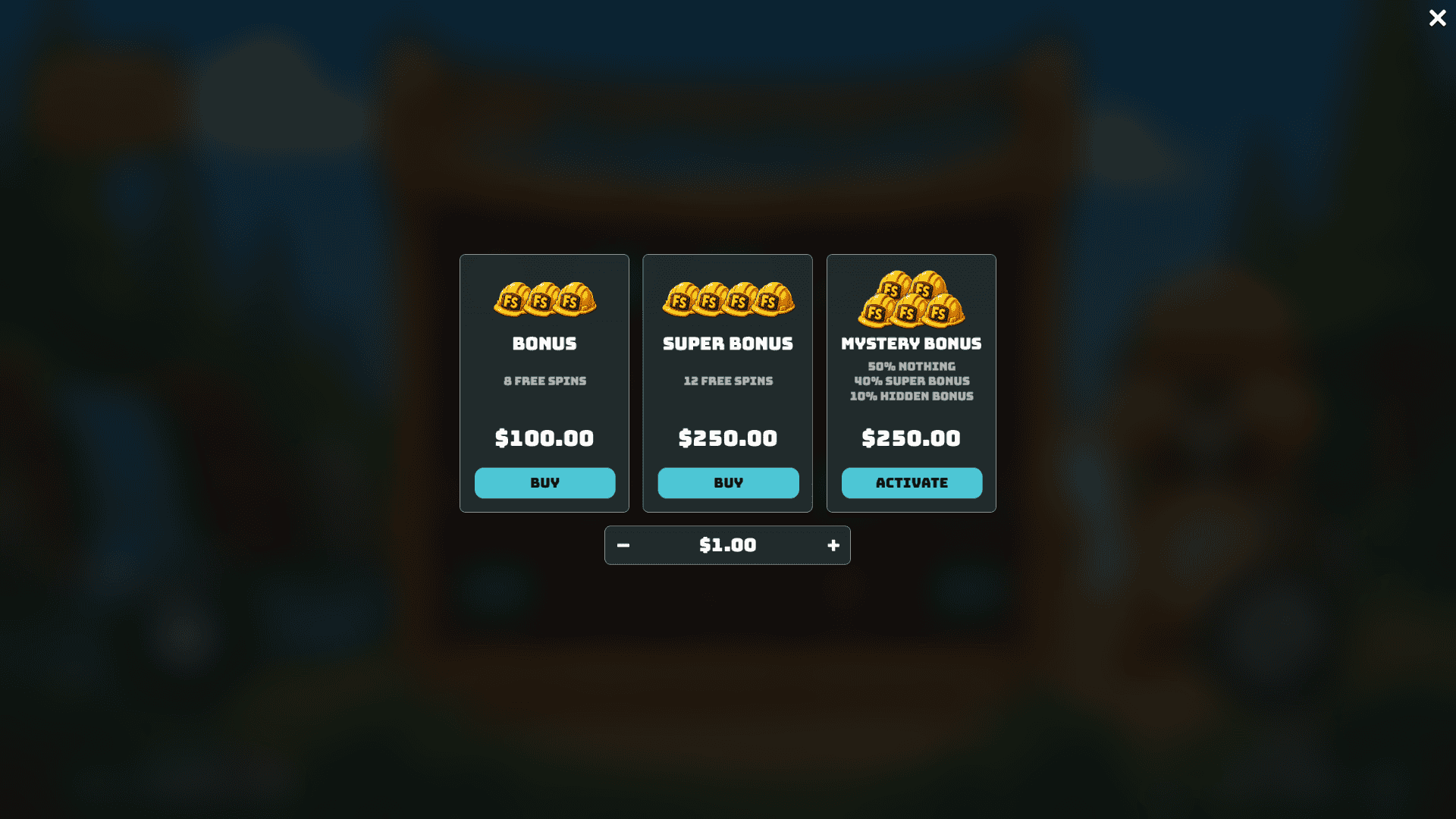 Beaver the Builder bonus buy menu