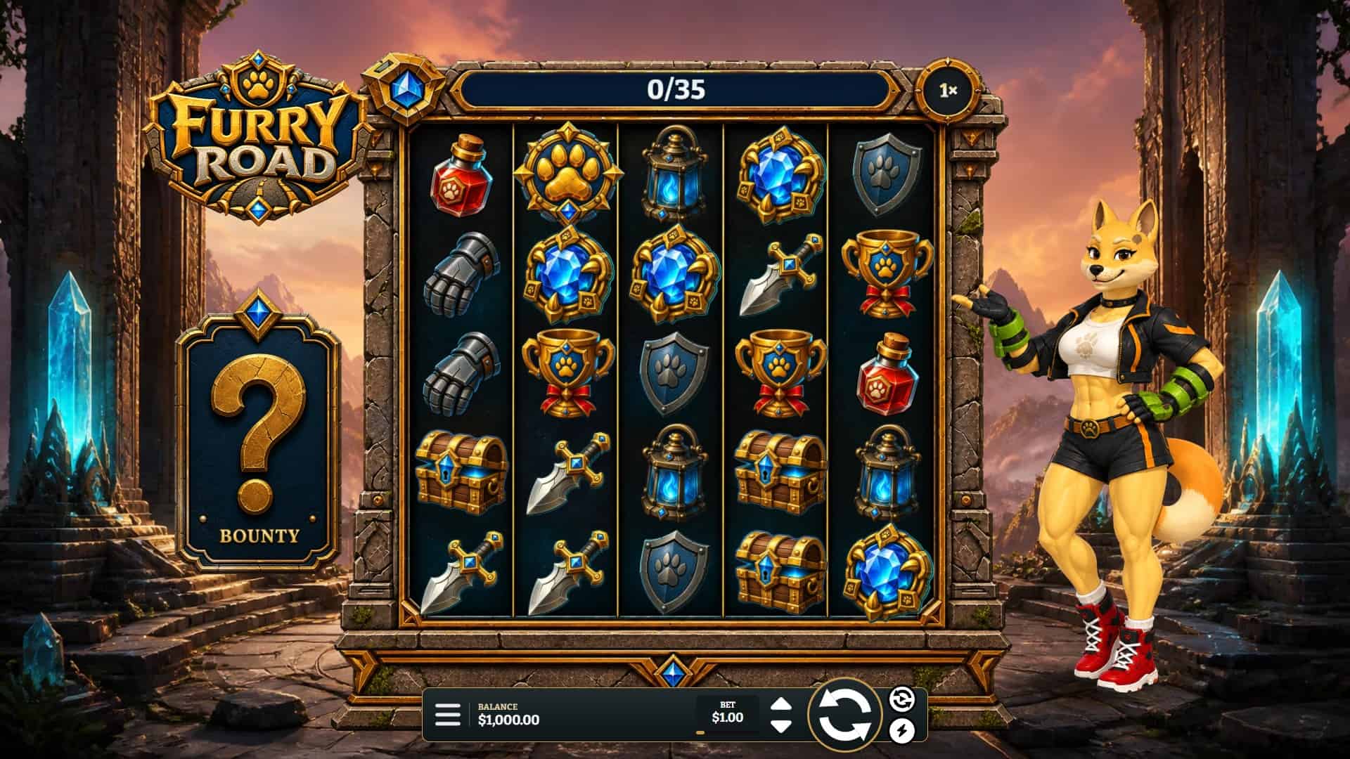 Furry Road Cluster Pays slot gameplay reels
