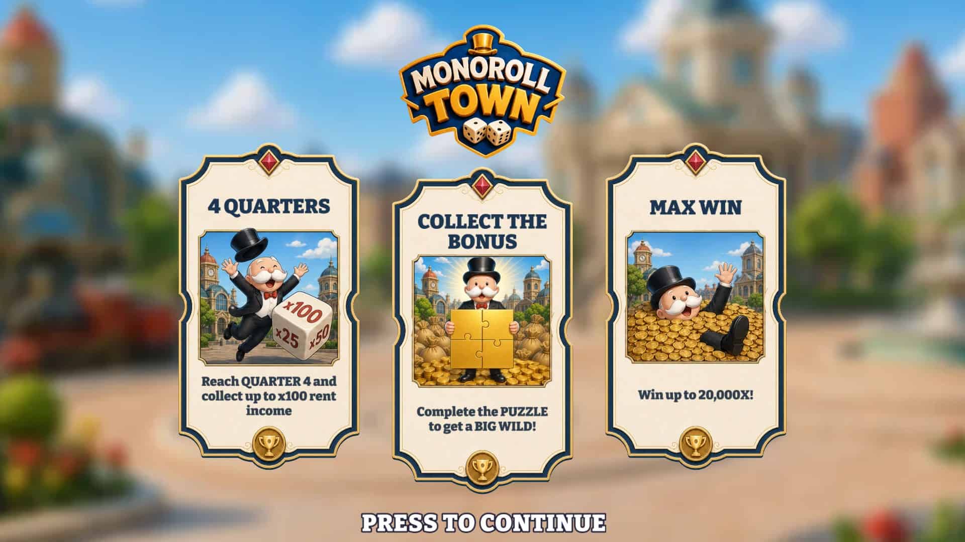 Monoroll Town slot intro screen