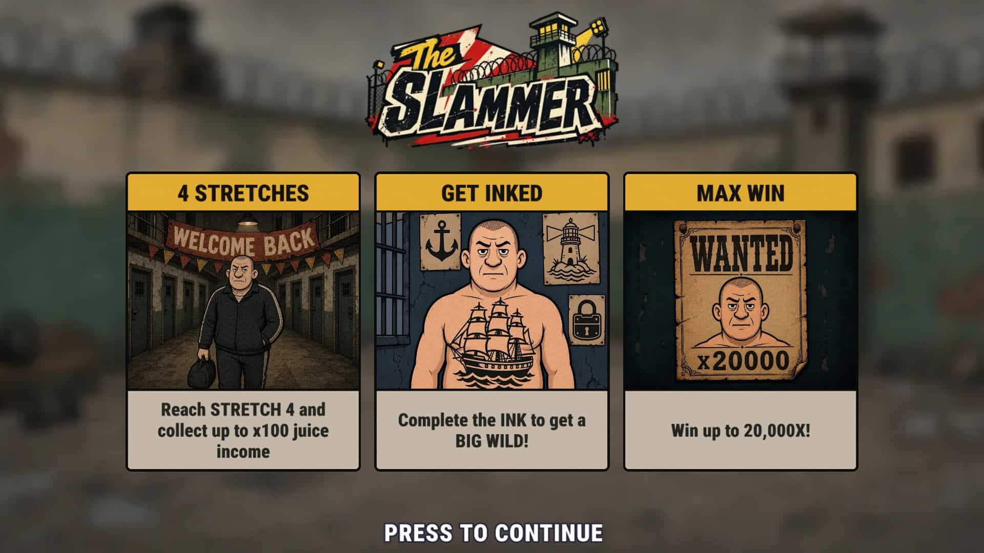 The Slammer slot intro screen