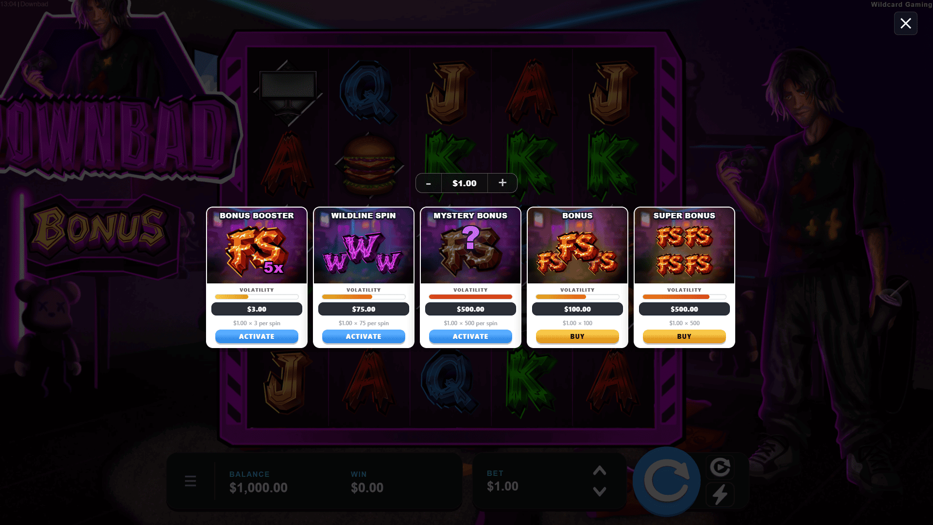 Downbad bonus buy menu