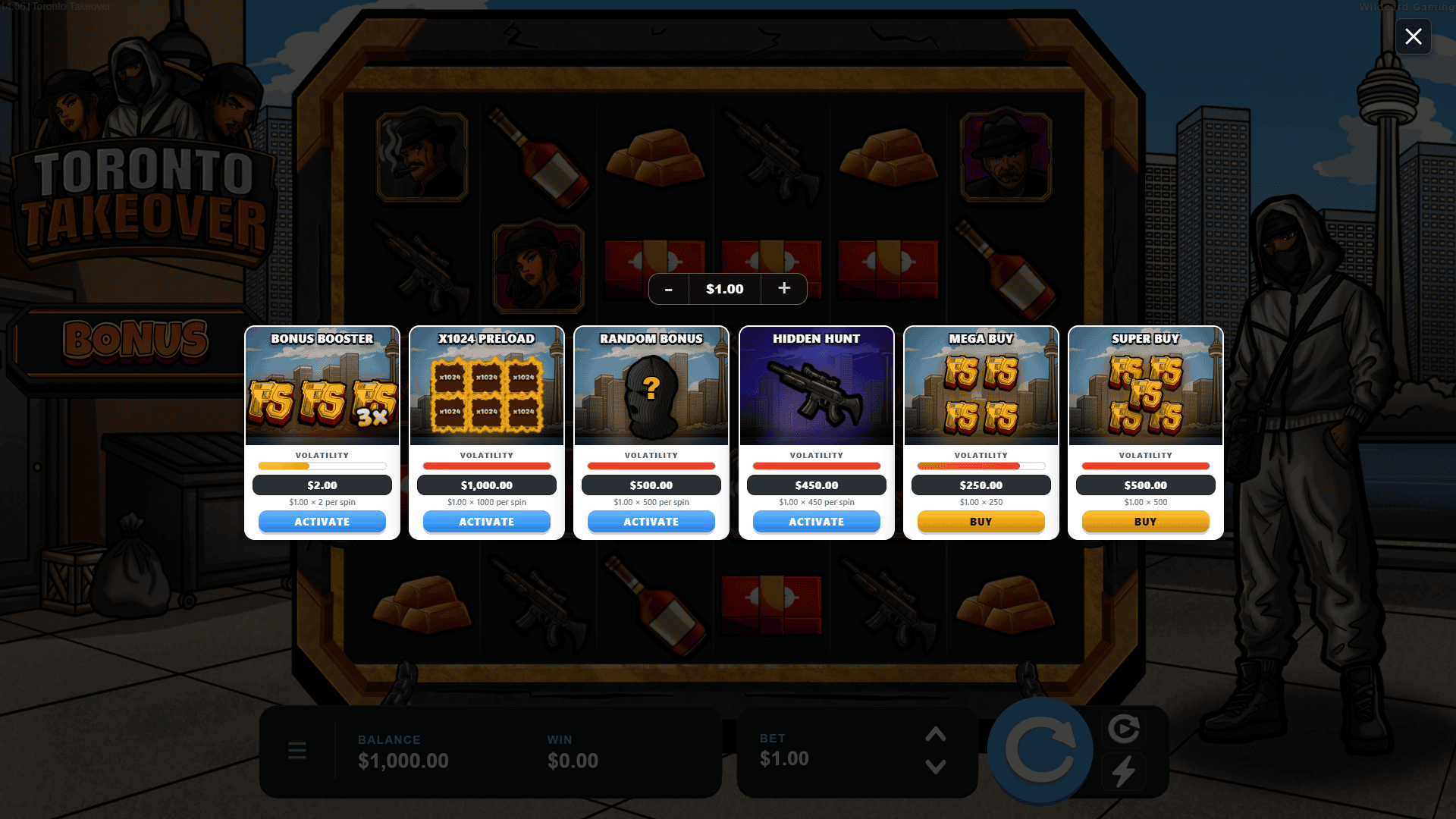 Toronto Takeover bonus buy menu