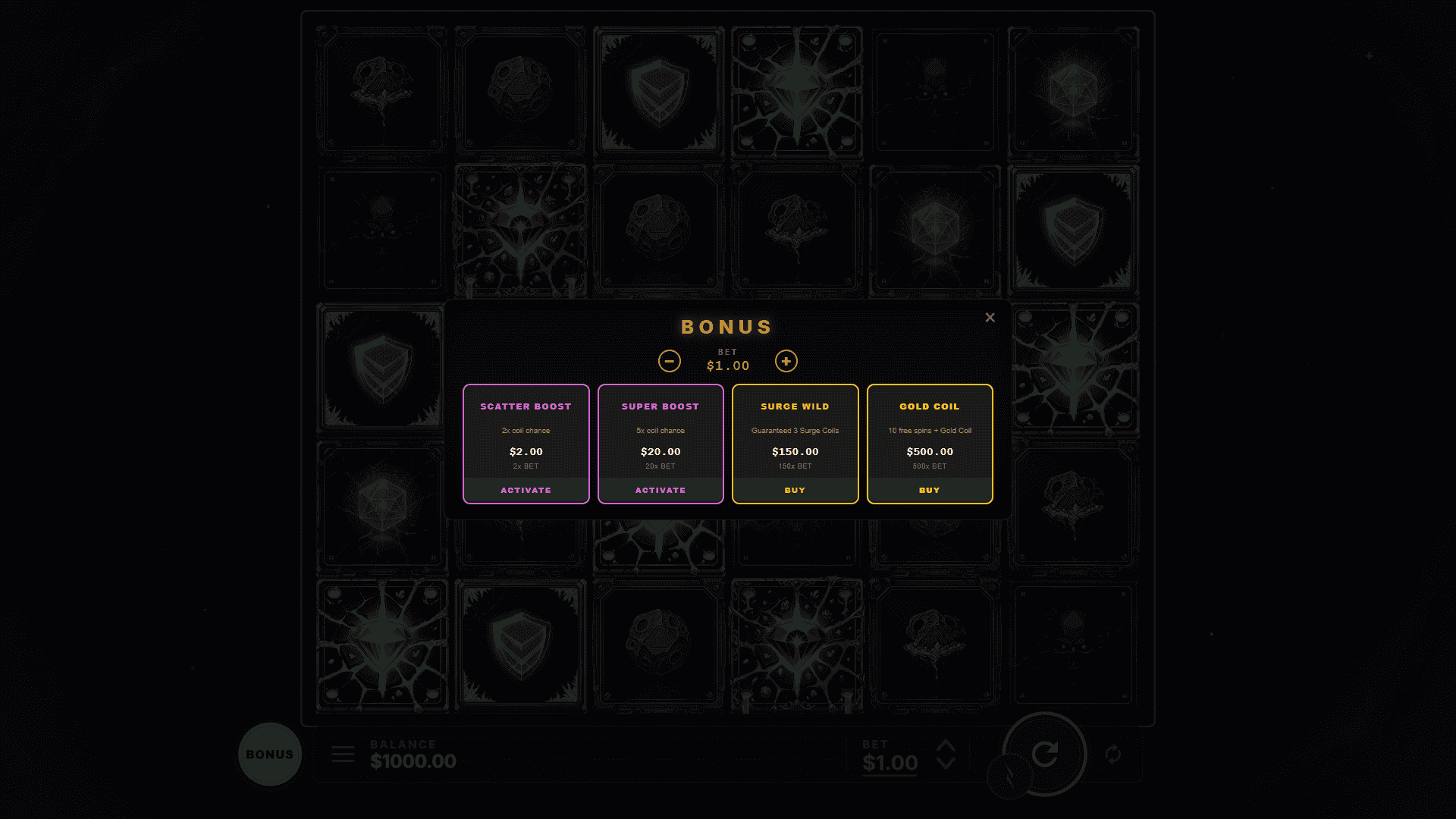 Ichor bonus buy menu