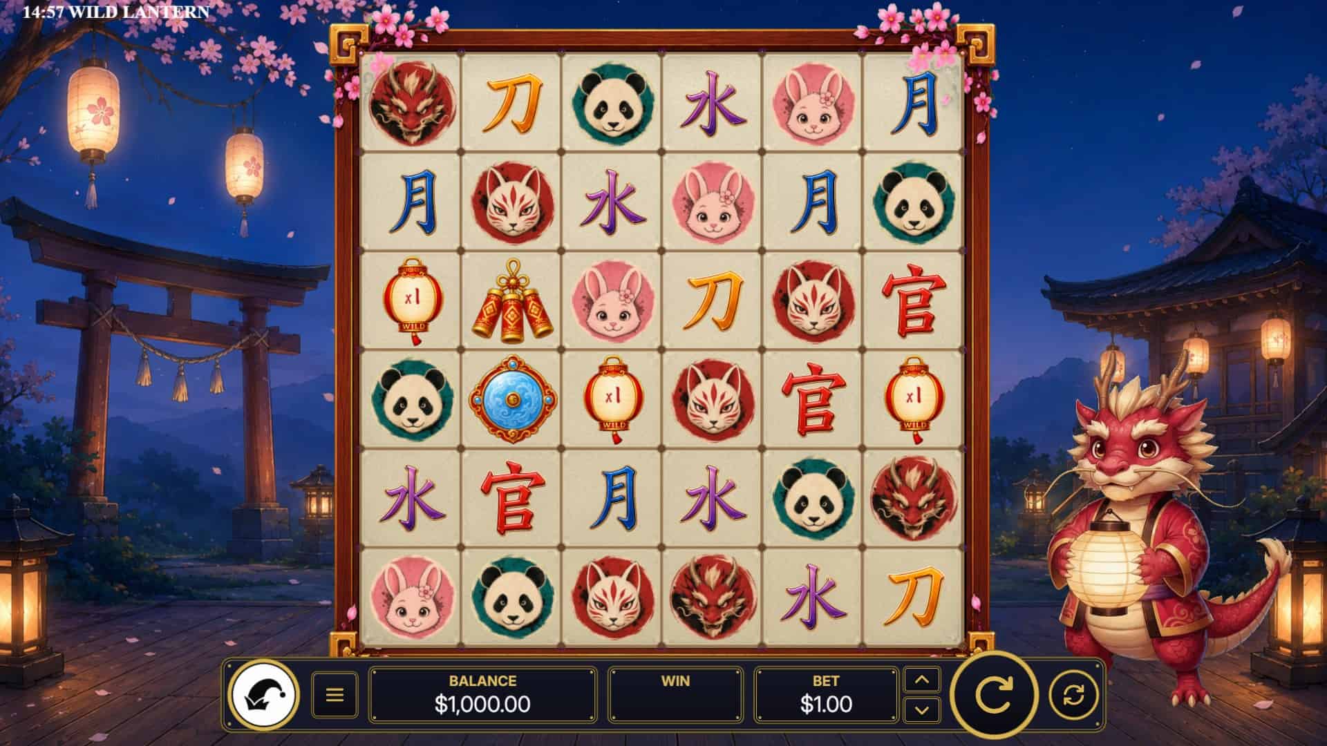 Wild Lantern slot gameplay reels