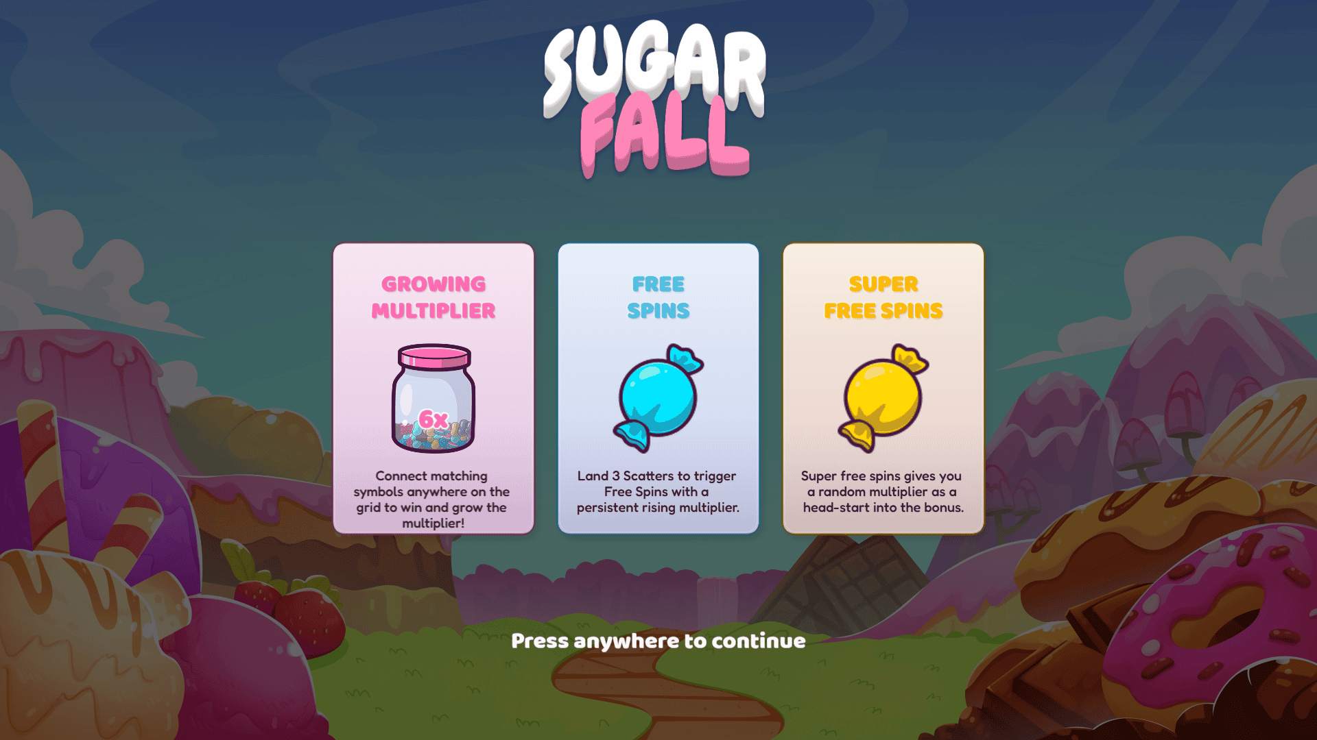 Sugar Fall slot intro screen