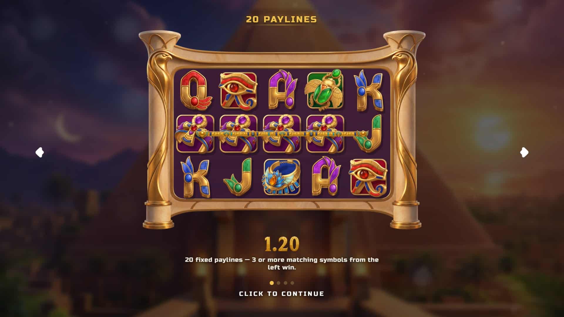 Crowns of Kemet slot intro screen