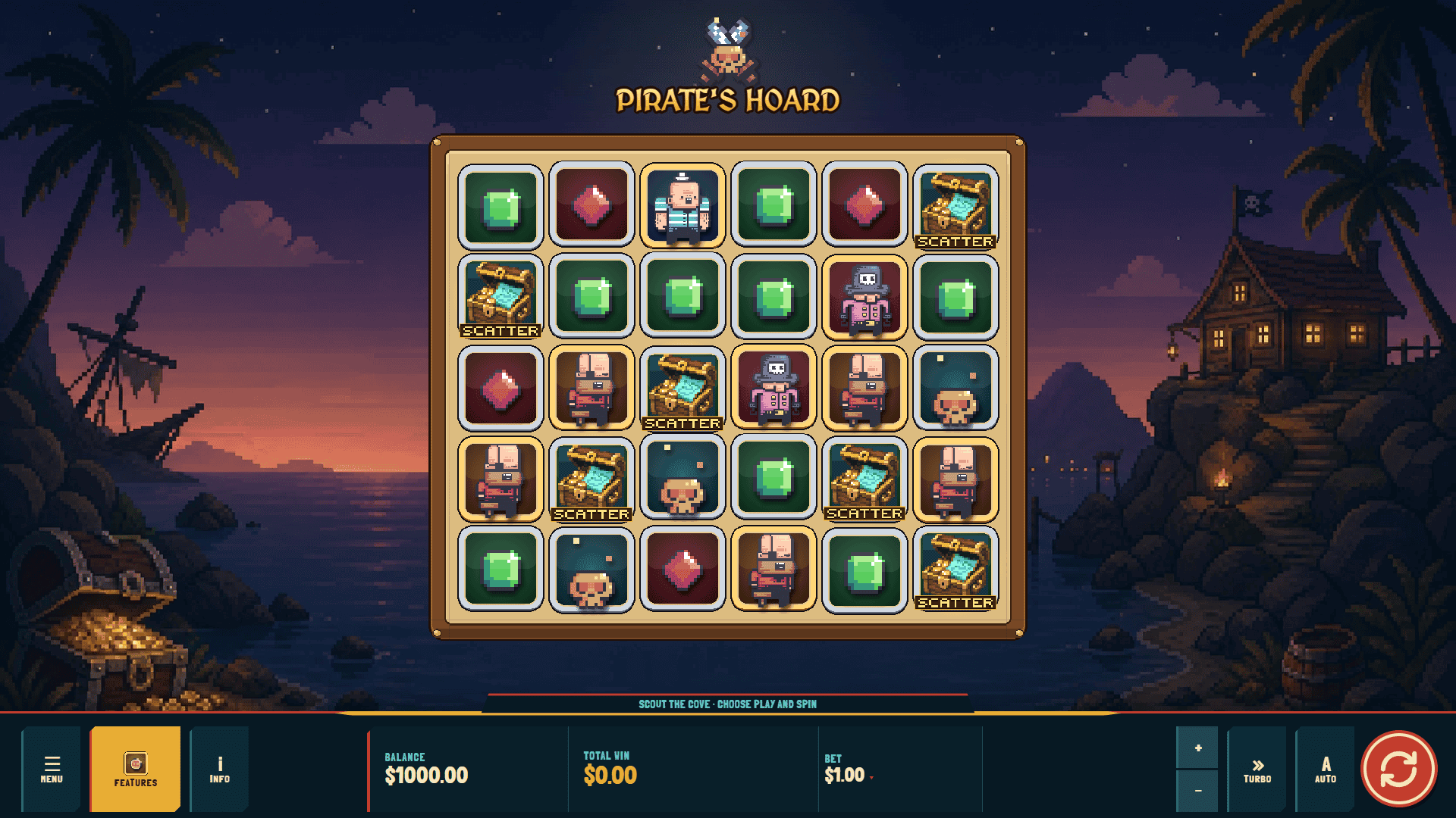 Pirates Hoard slot gameplay reels