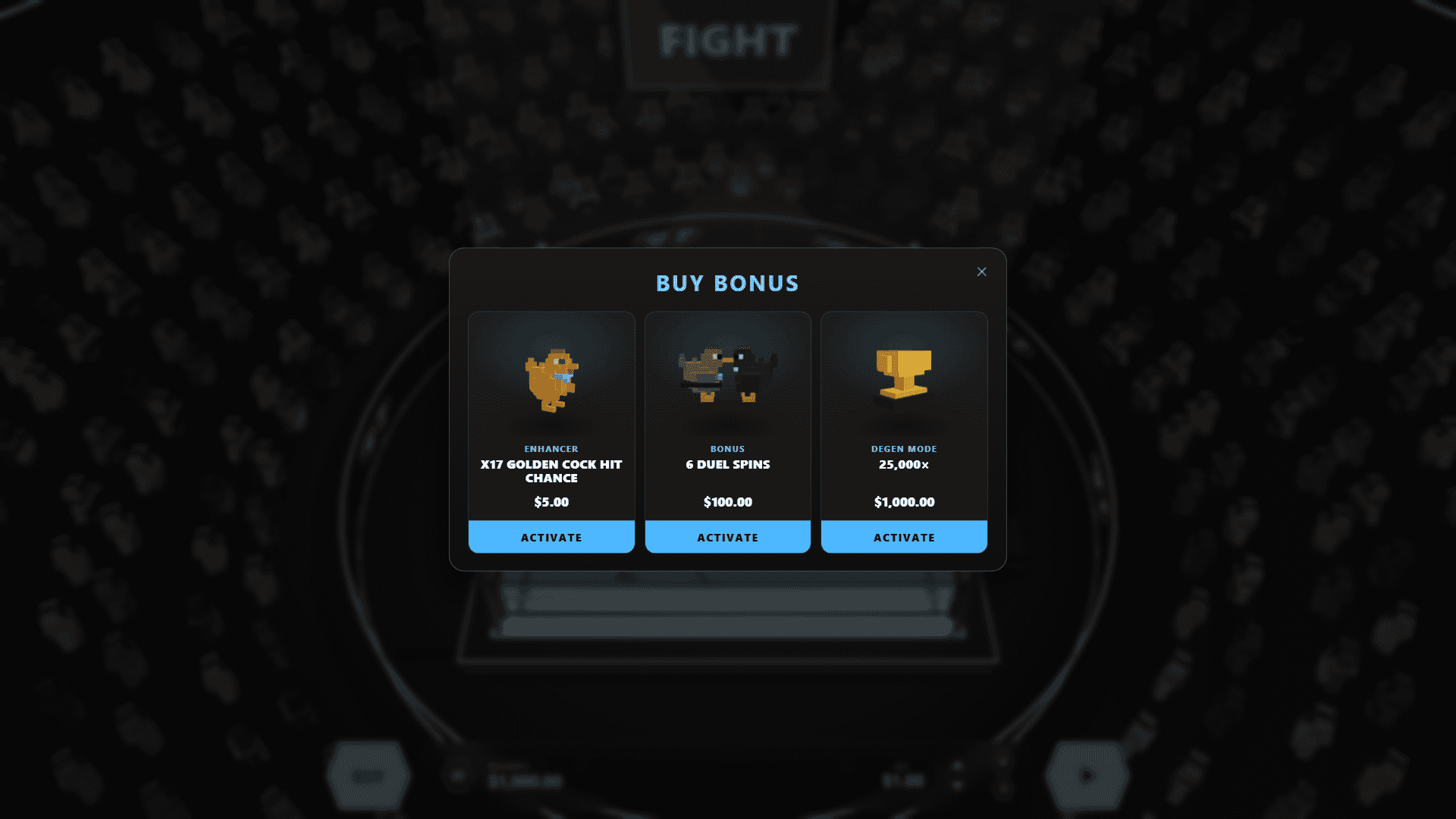 Cock Fighting bonus buy menu