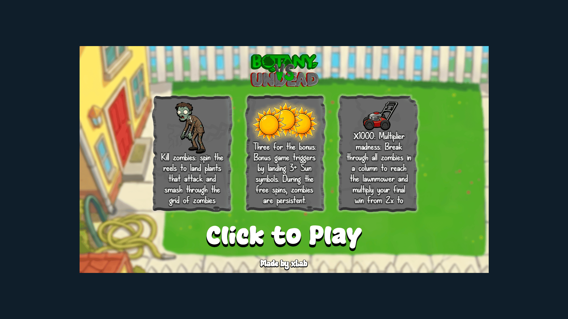 Botany vs Undead slot intro screen