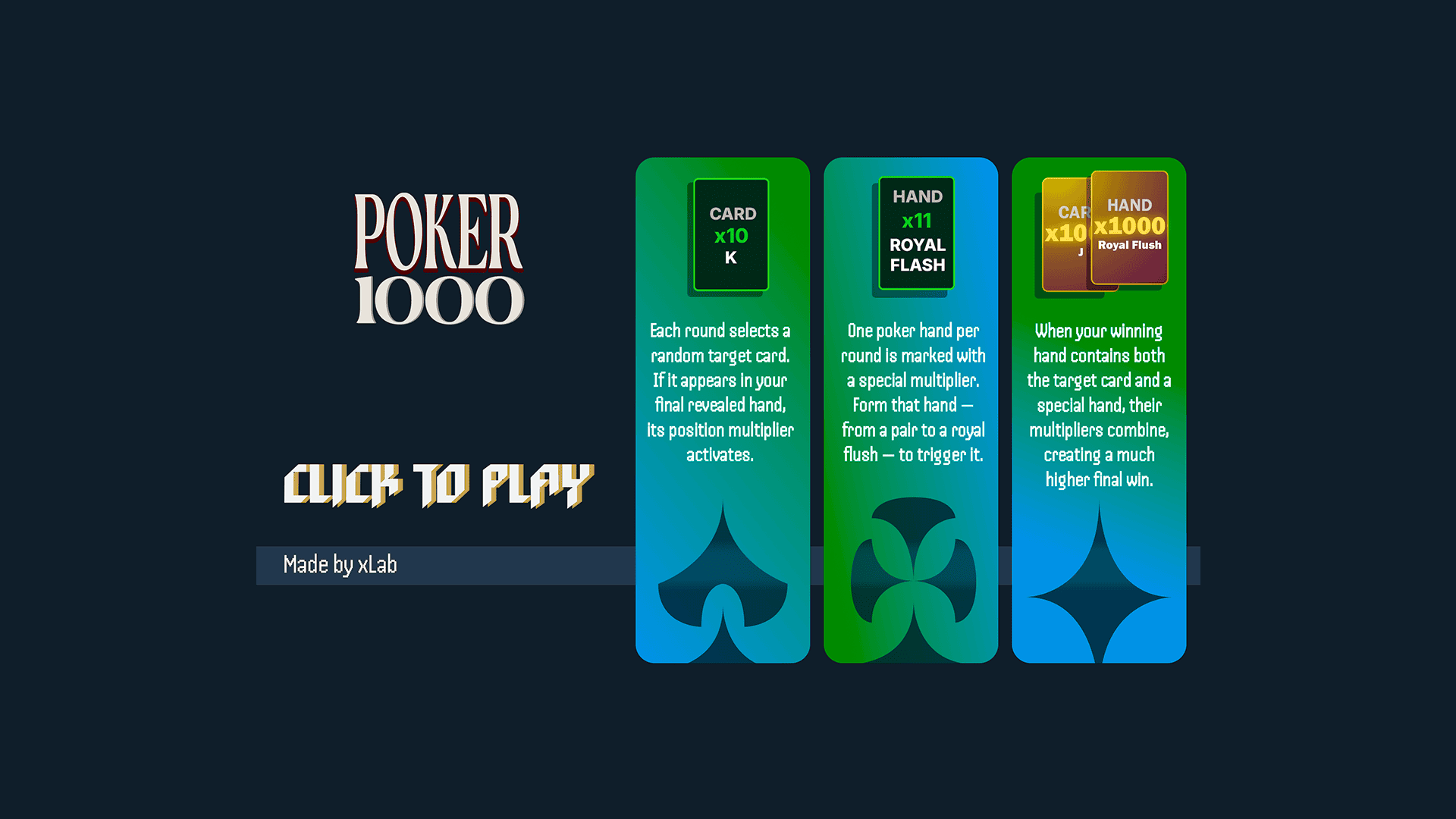 Poker 1000 slot intro screen