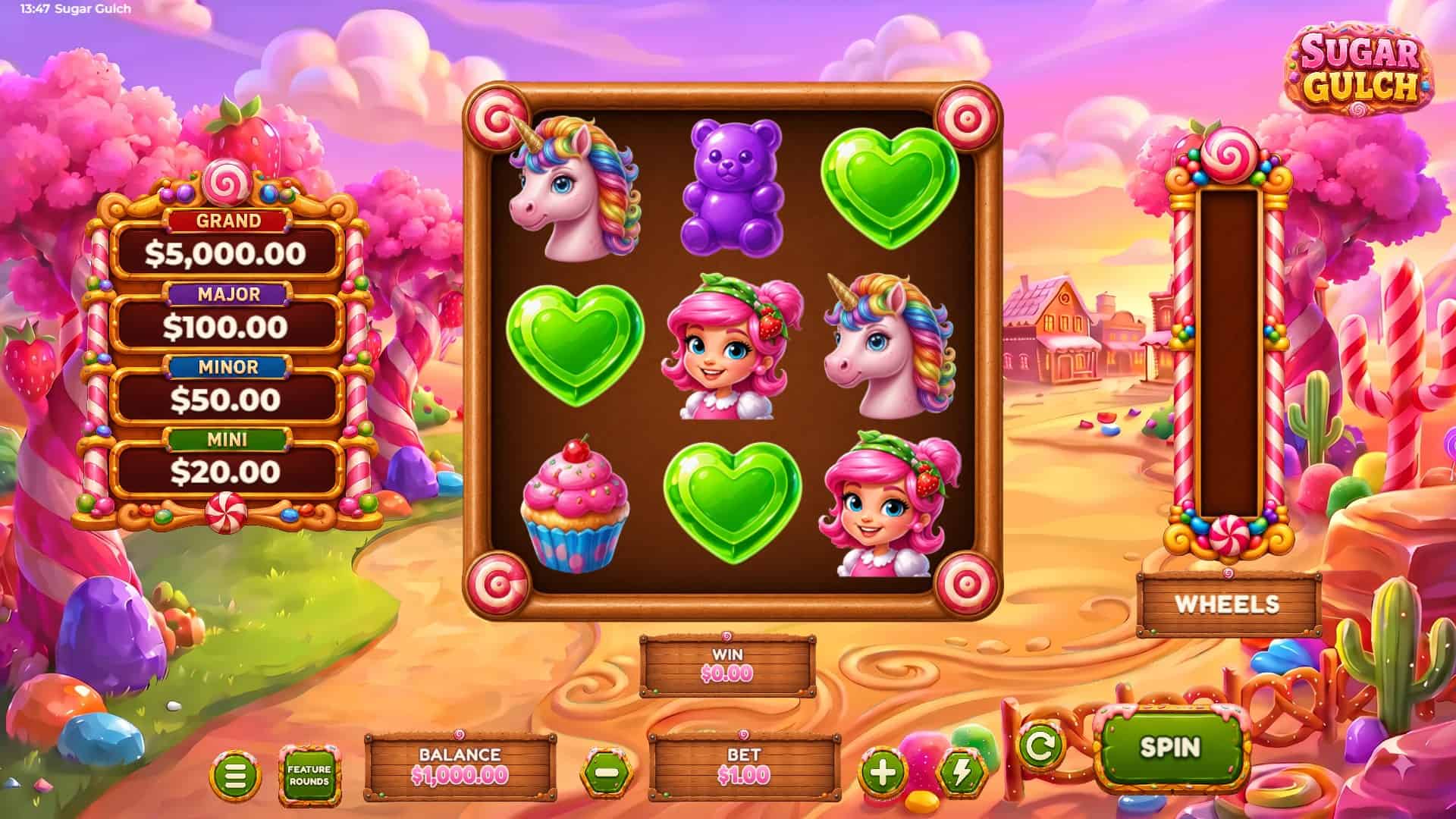 Sugar Gulch slot gameplay reels