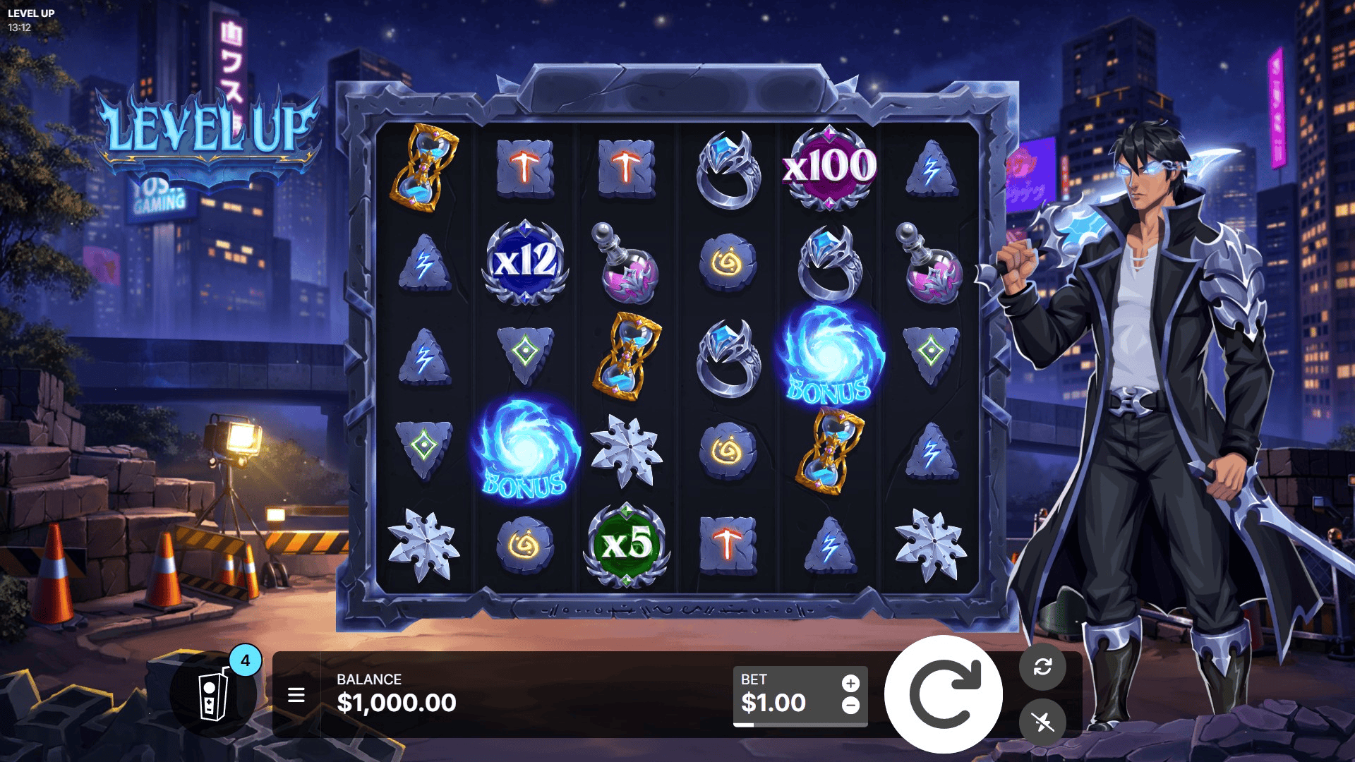 Level Up slot gameplay reels