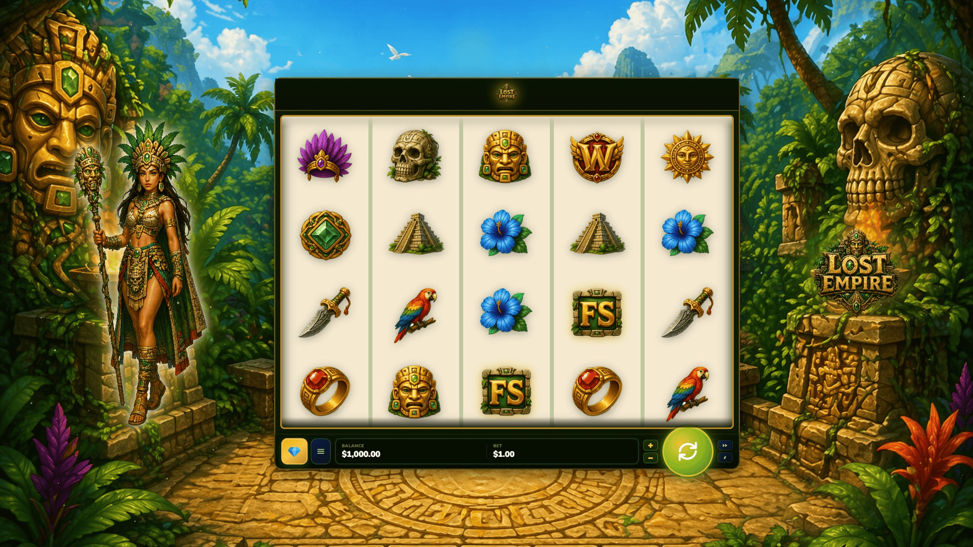 Lost Empire slot gameplay reels