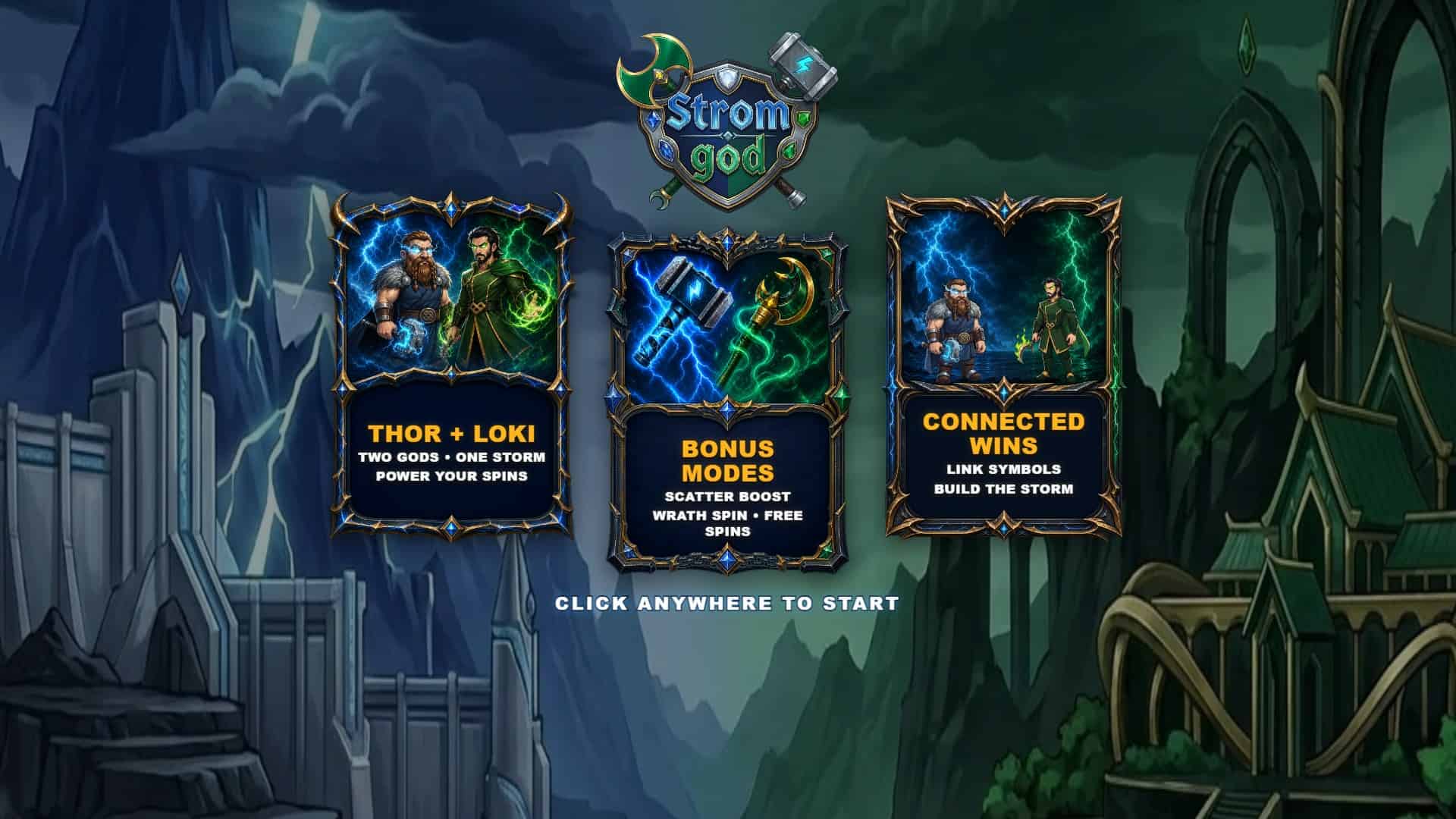 Strom God slot intro screen