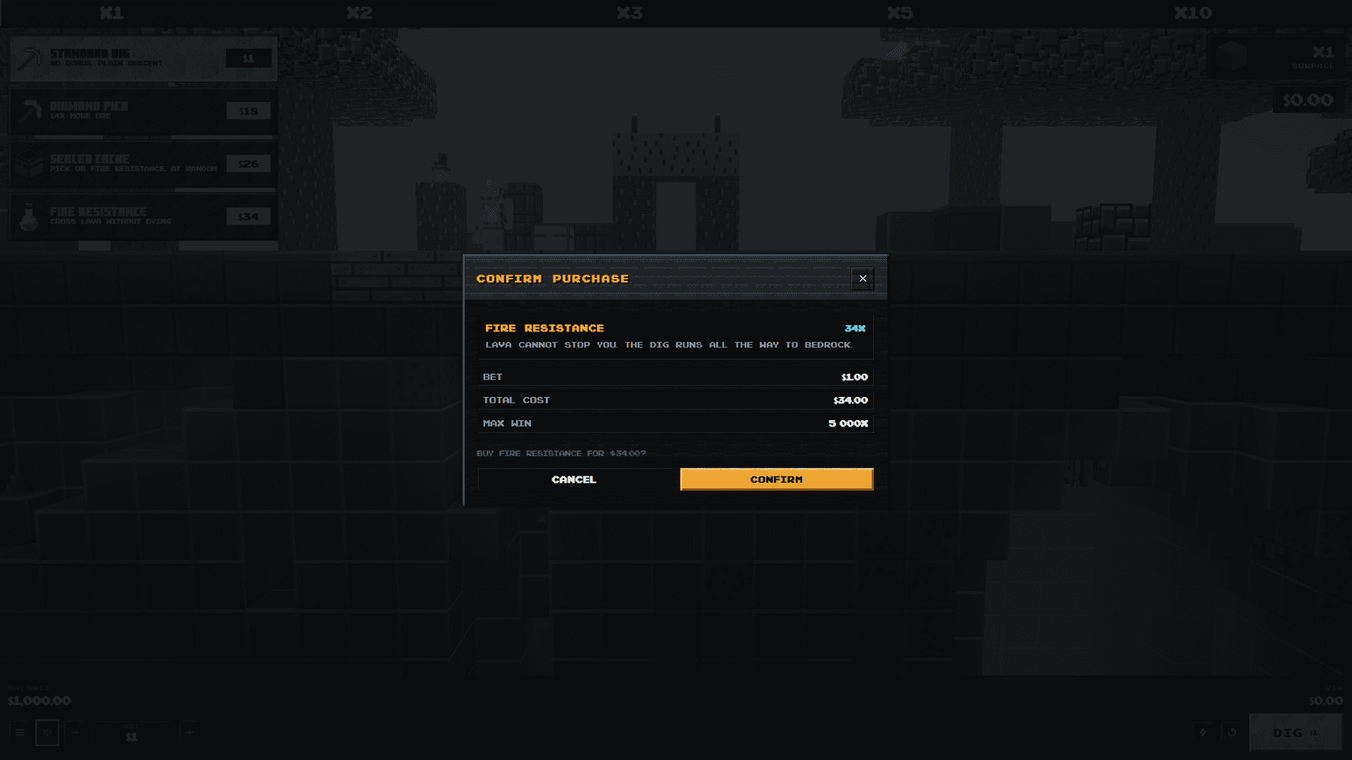 Deepshaft bonus buy menu