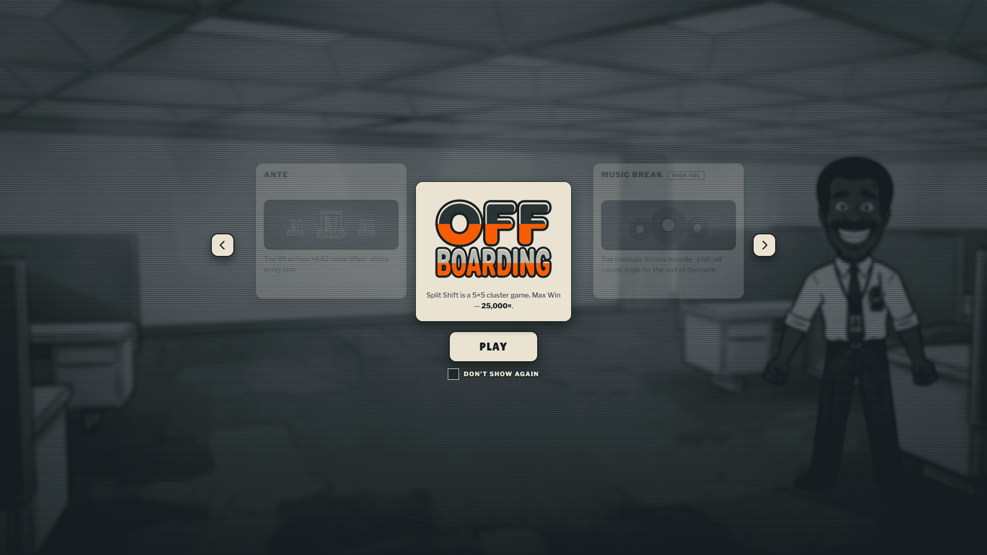 Offboarding slot intro screen