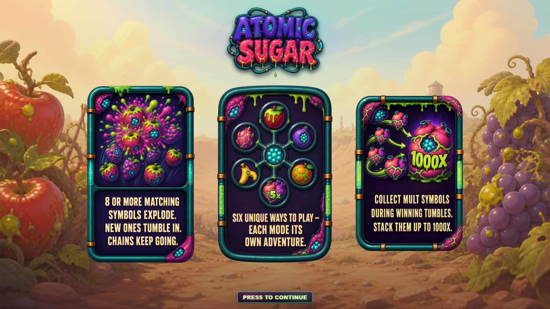 Atomic Sugar slot intro screen
