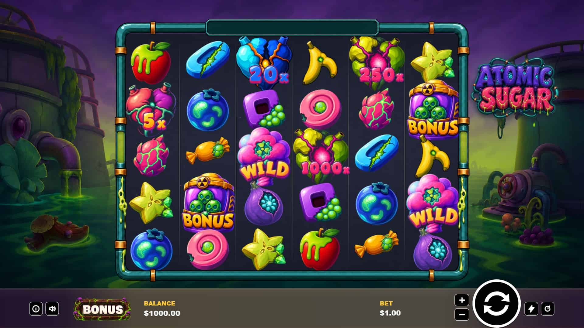 Atomic Sugar slot gameplay reels