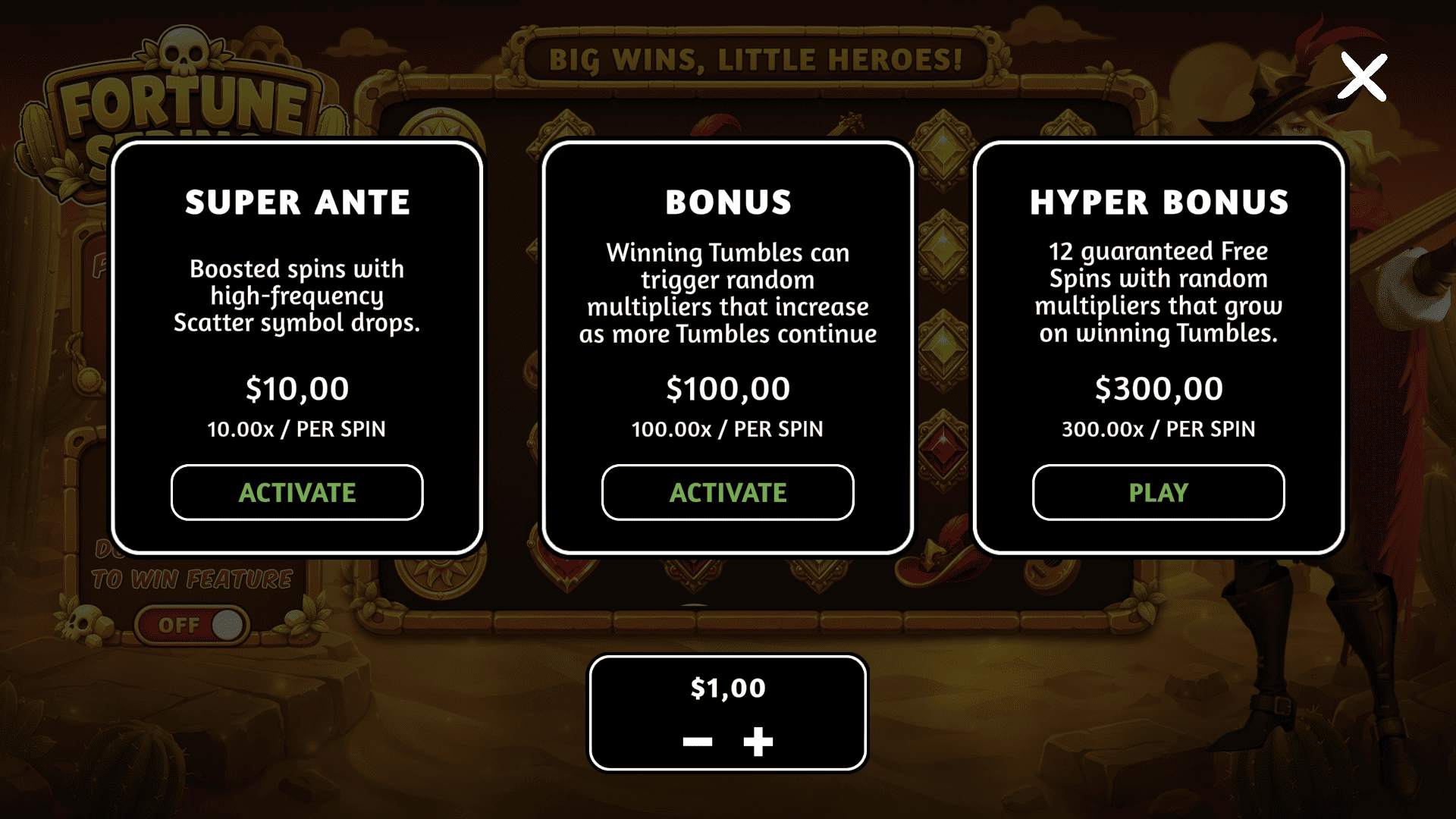 Fortune Strings bonus buy menu