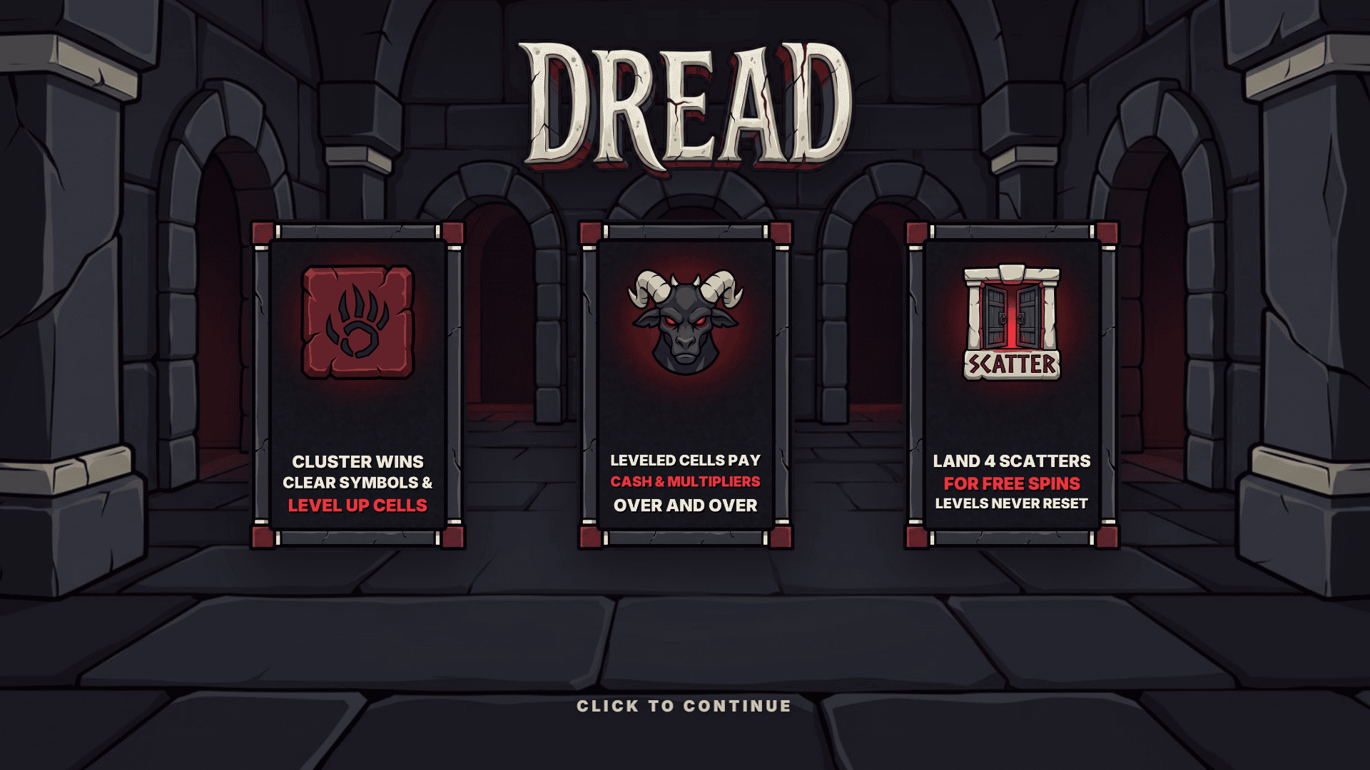 Dread slot intro screen