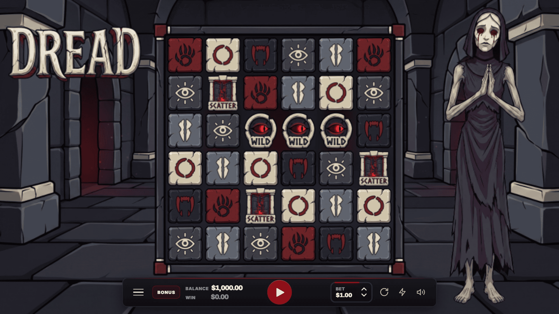 Dread slot gameplay reels