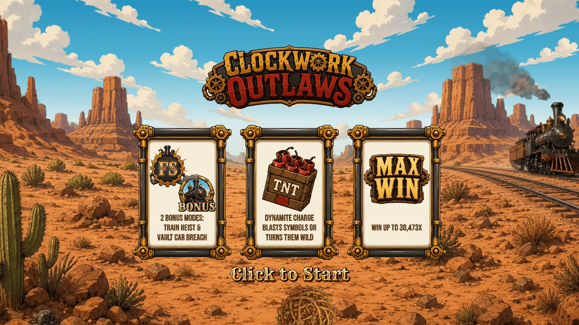 Clockwork Outlaws slot intro screen