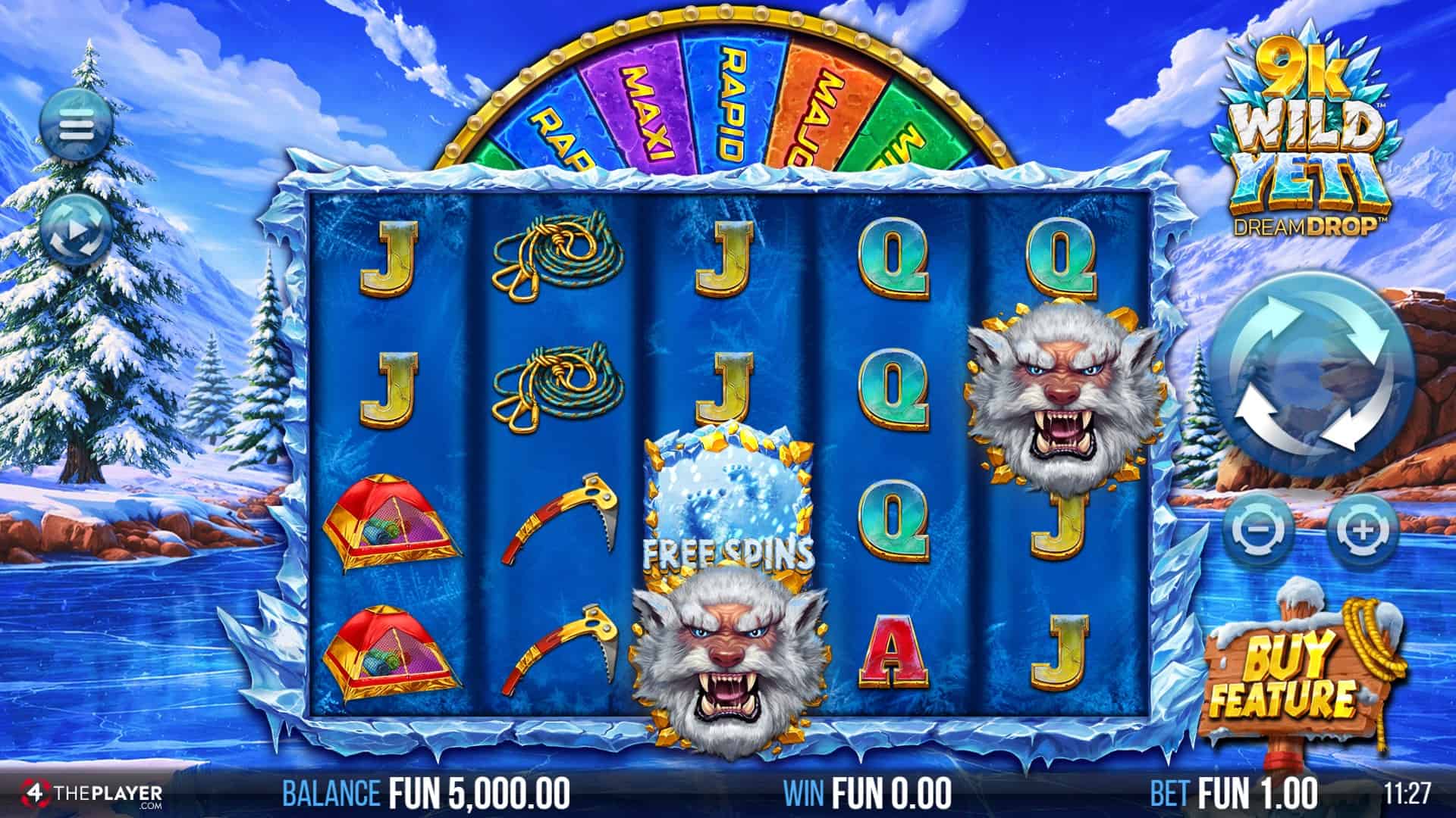 9K Wild Yeti Dream Drop slot gameplay reels
