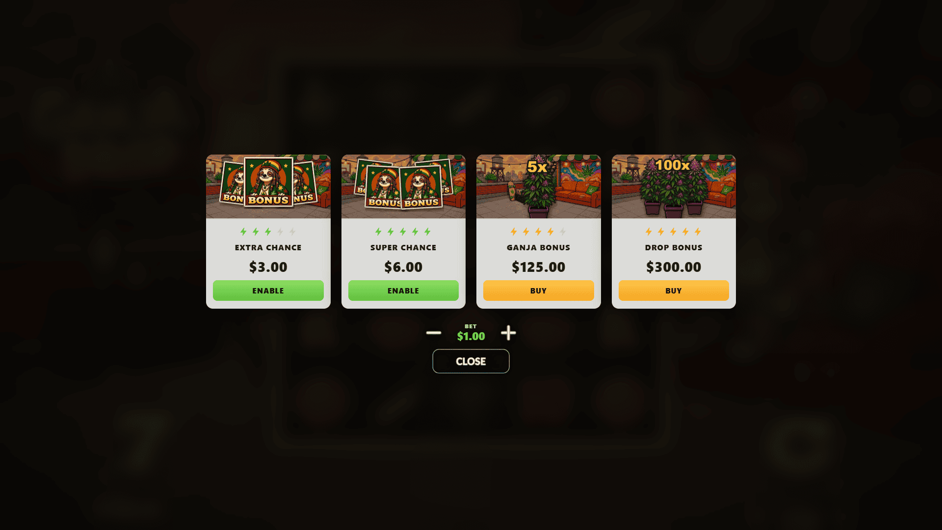 GanjaDrop bonus buy menu