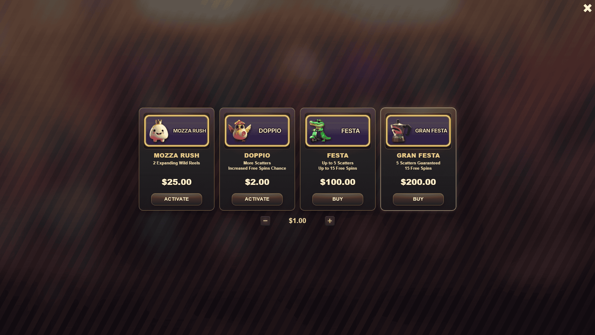 Mozgi bonus buy menu