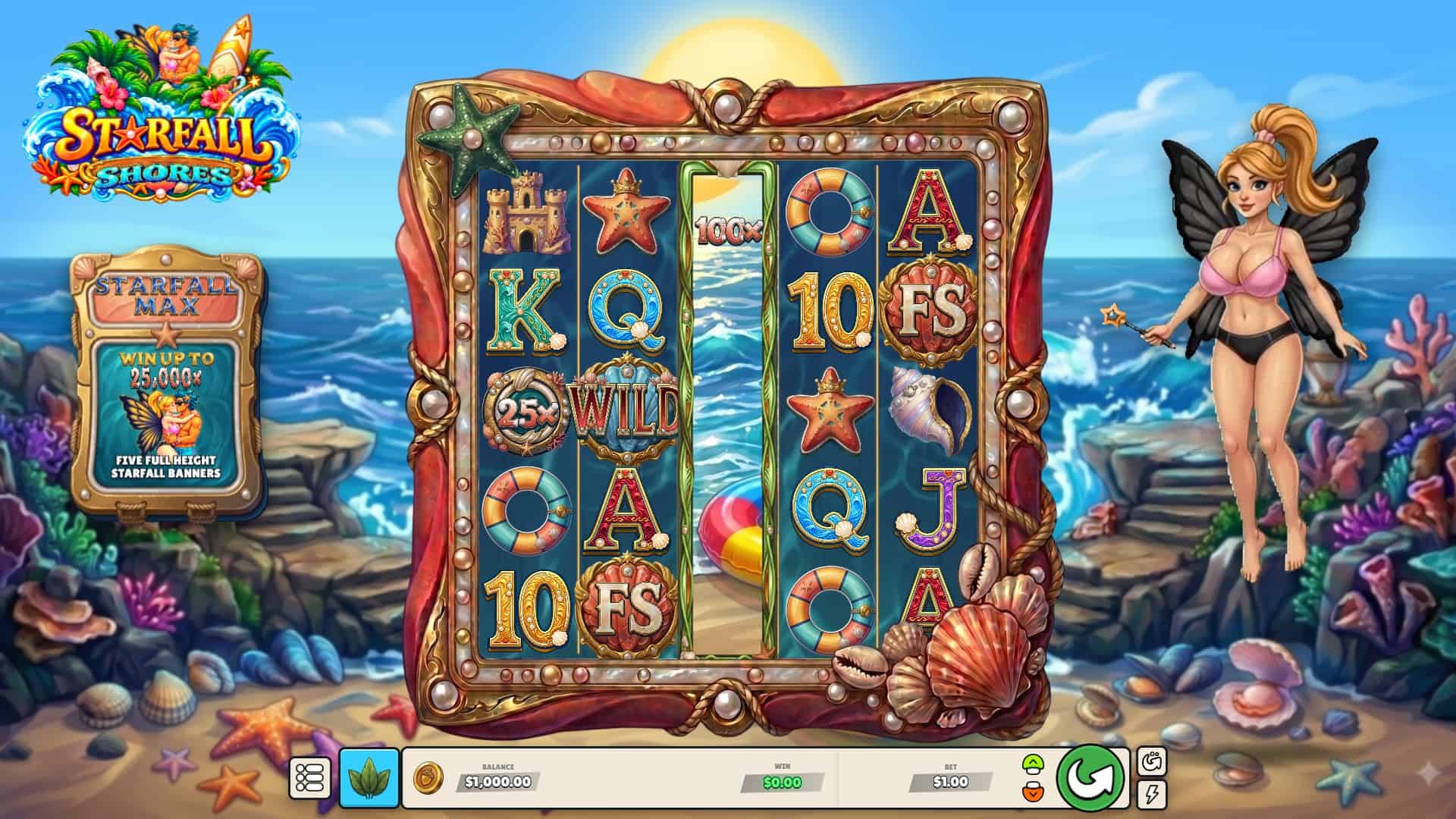 Starfall Shores slot gameplay reels