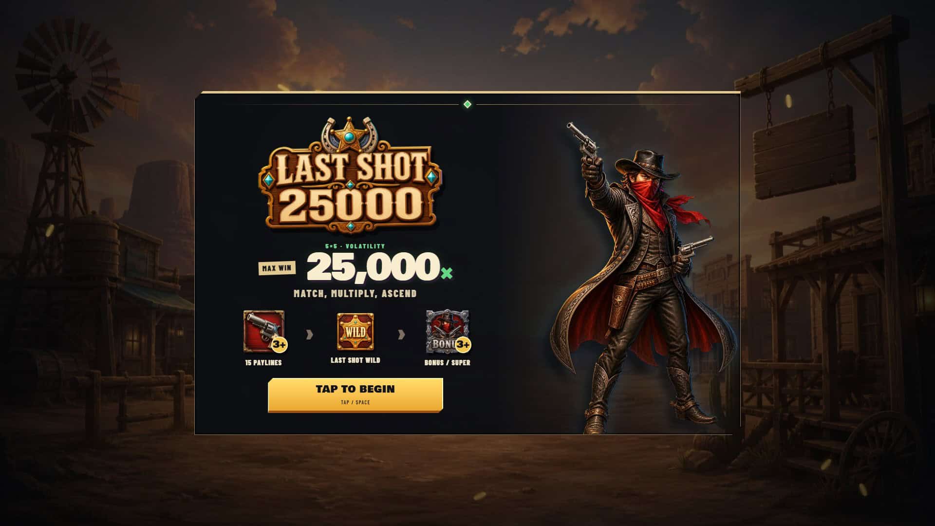 Last Shot 25000 slot intro screen
