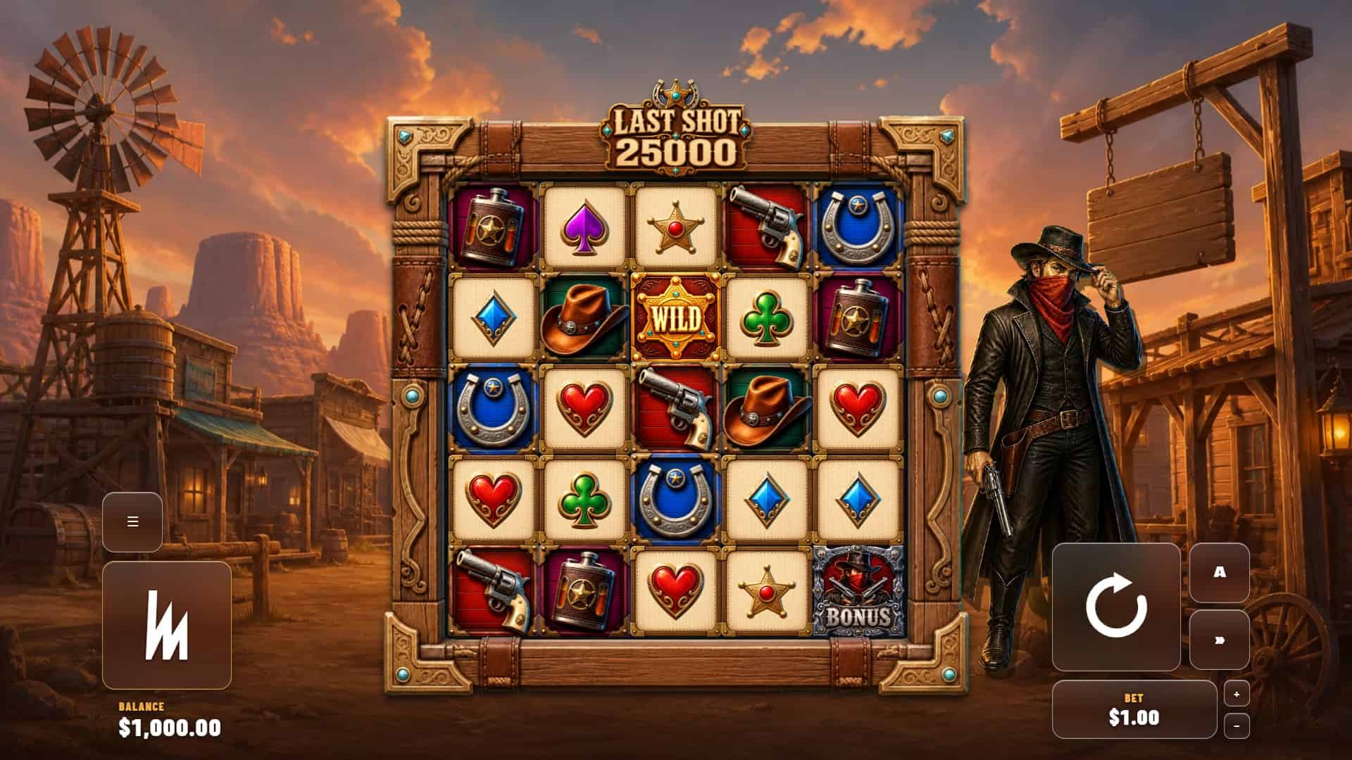 Last Shot 25000 slot gameplay reels