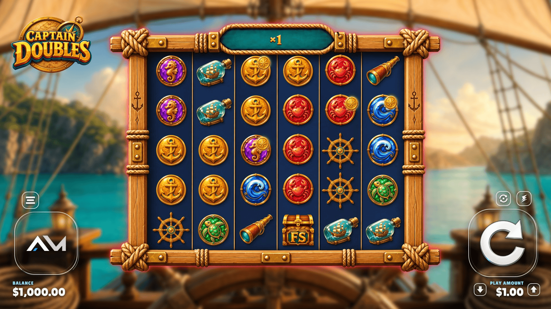 Captains Doubles slot gameplay reels