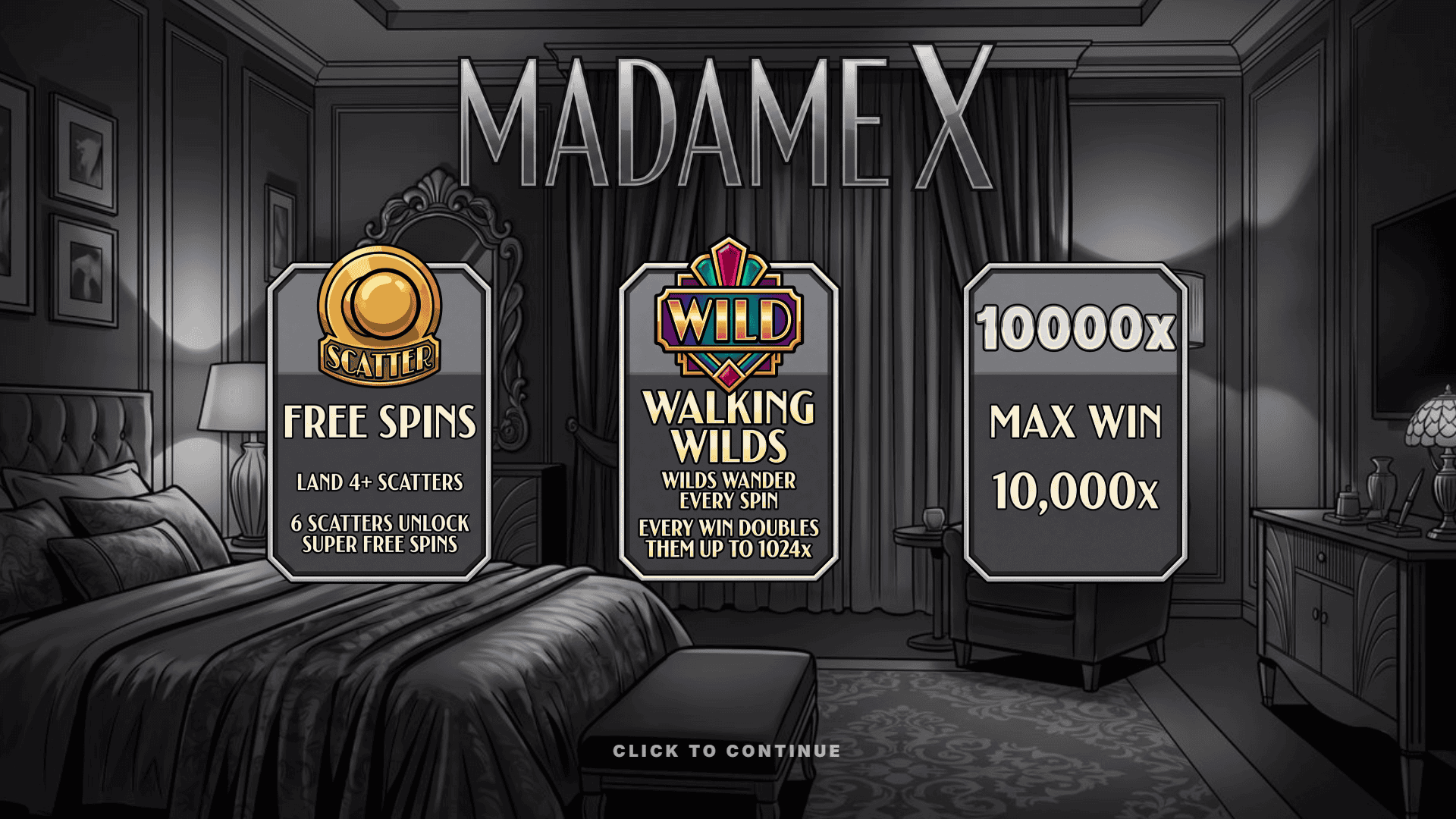 Madame X slot intro screen